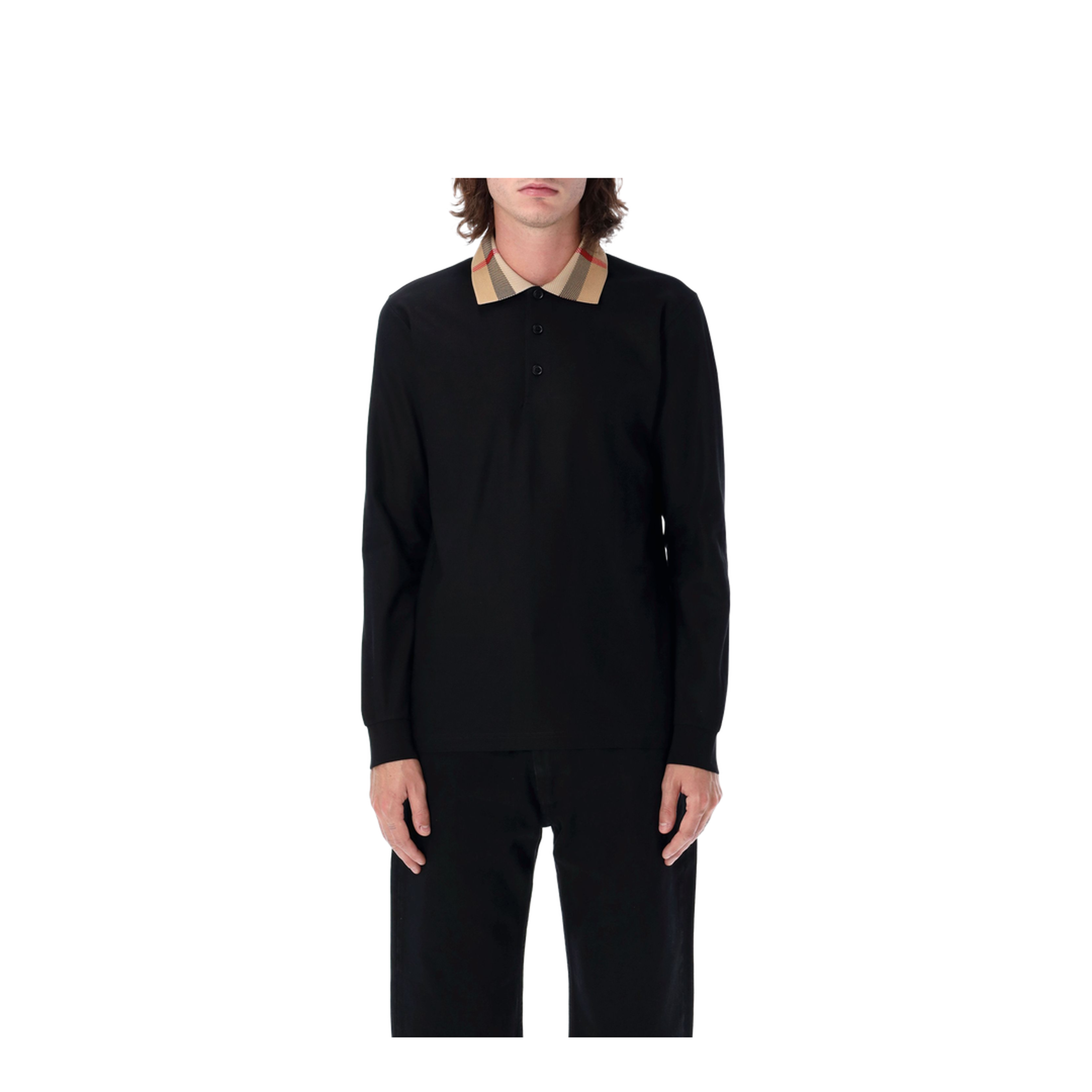 Beige Polo Shirt With Long Sleeves - Image 3