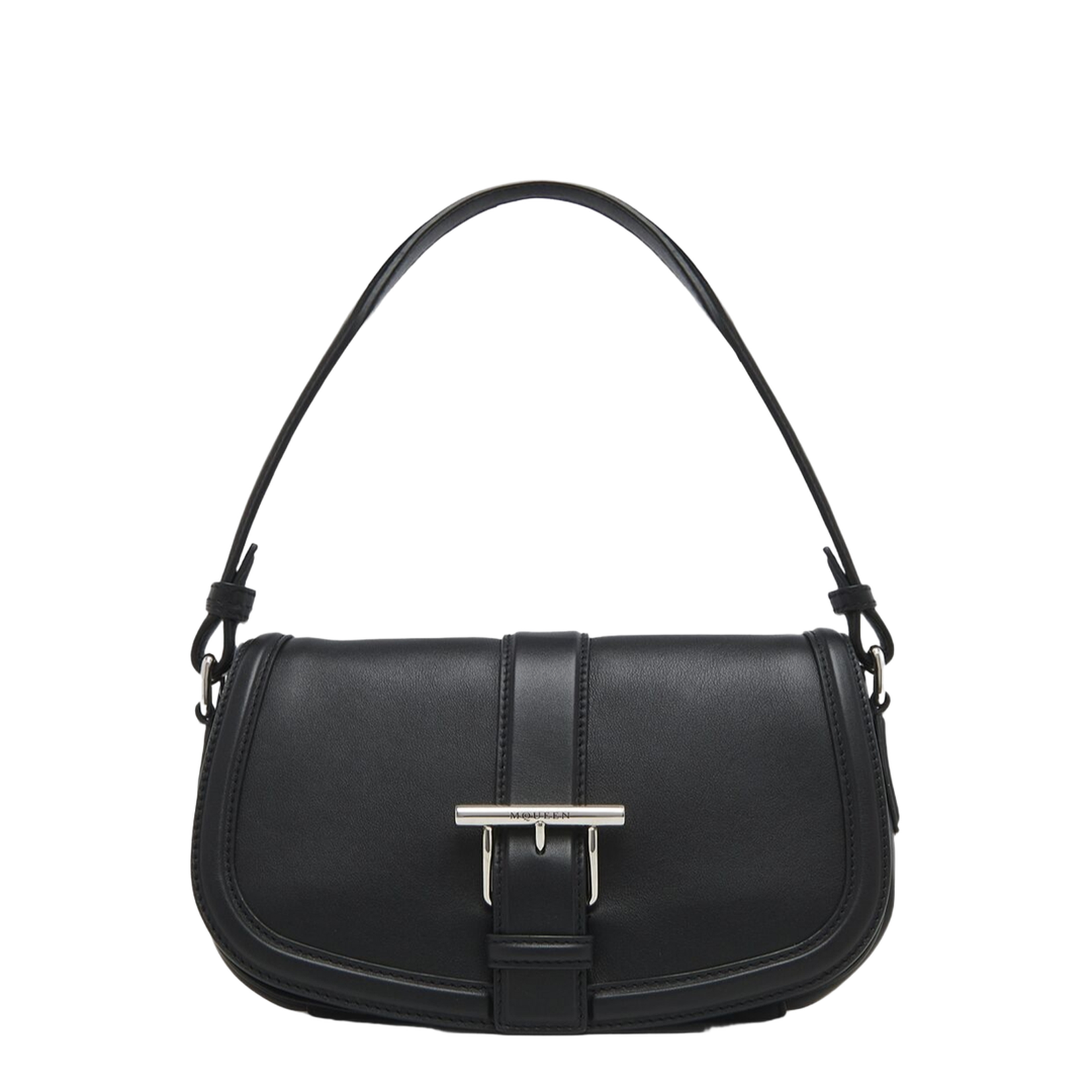 T-Bar Calf Leather Satchel - Black - Image 1