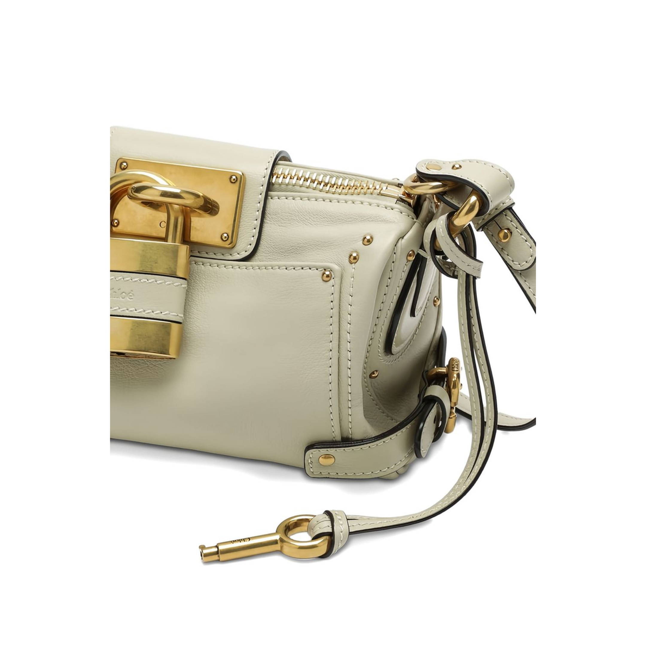 Paddington Small Grained Leather Chain Bag - White - Image 3