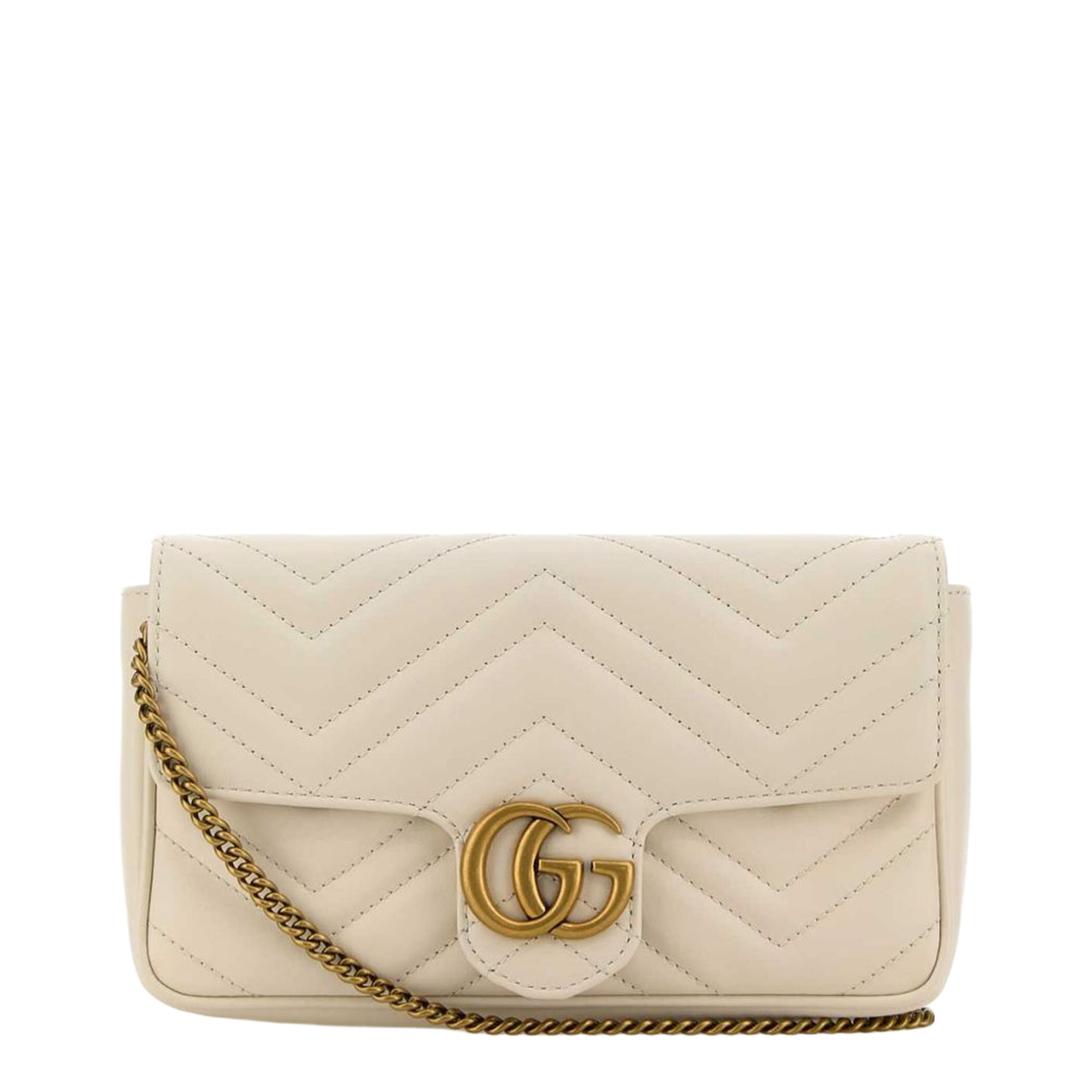 GG Marmont Small Matelassé Chevron Leather Shoulder Bag - White - Image 1