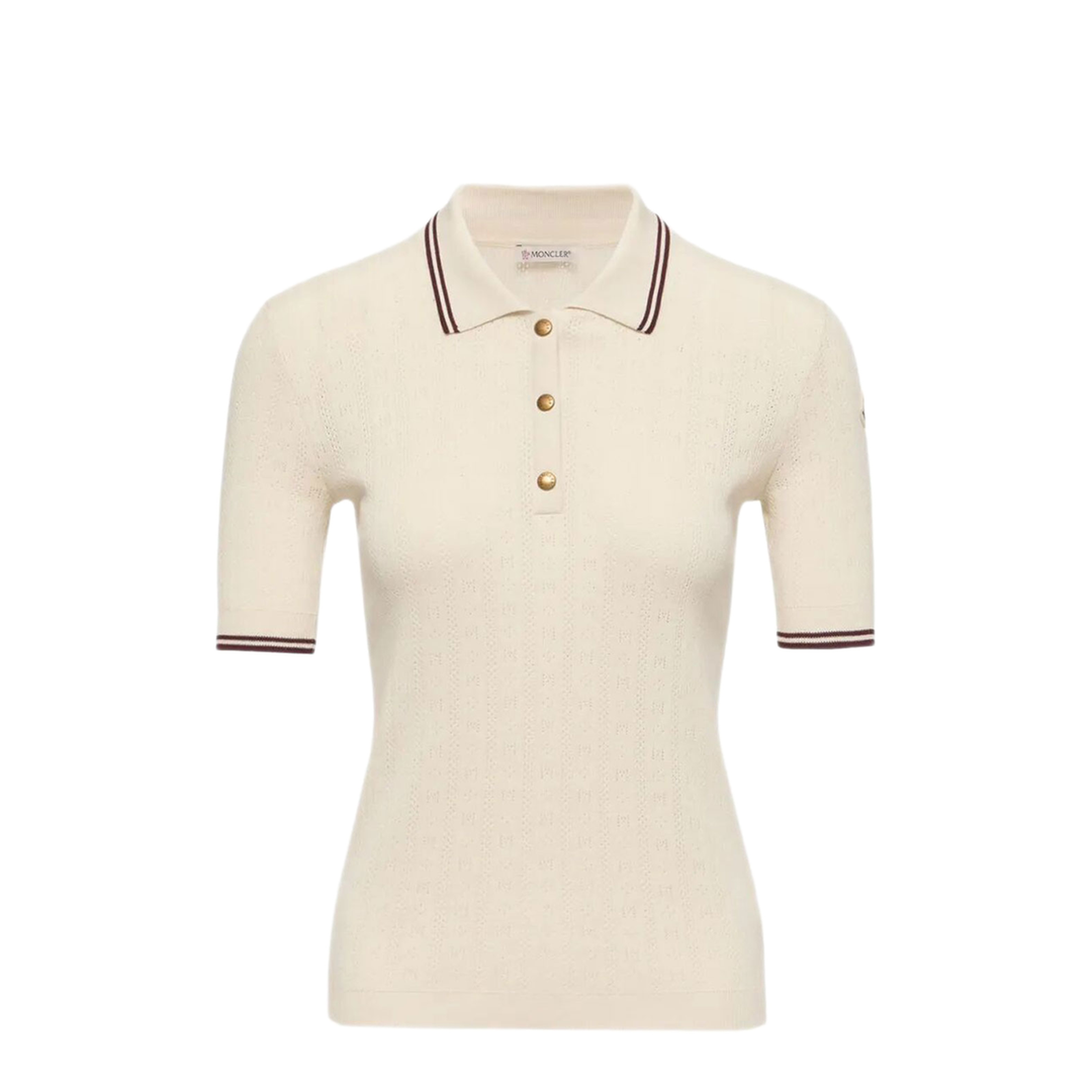 Rhombus and Logo Pattern Cotton Polo Shirt - Image 1
