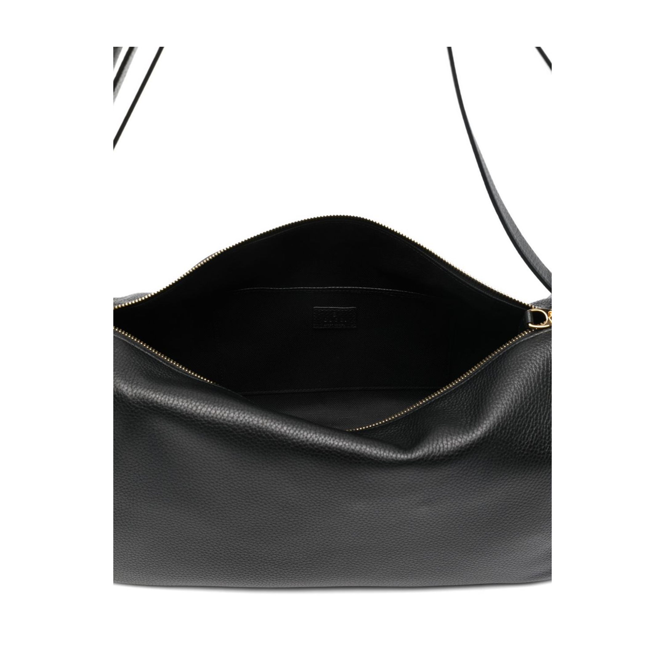 Half Horsebit Large Grained Calf Leather Shoulder Bag - Black - Image 3