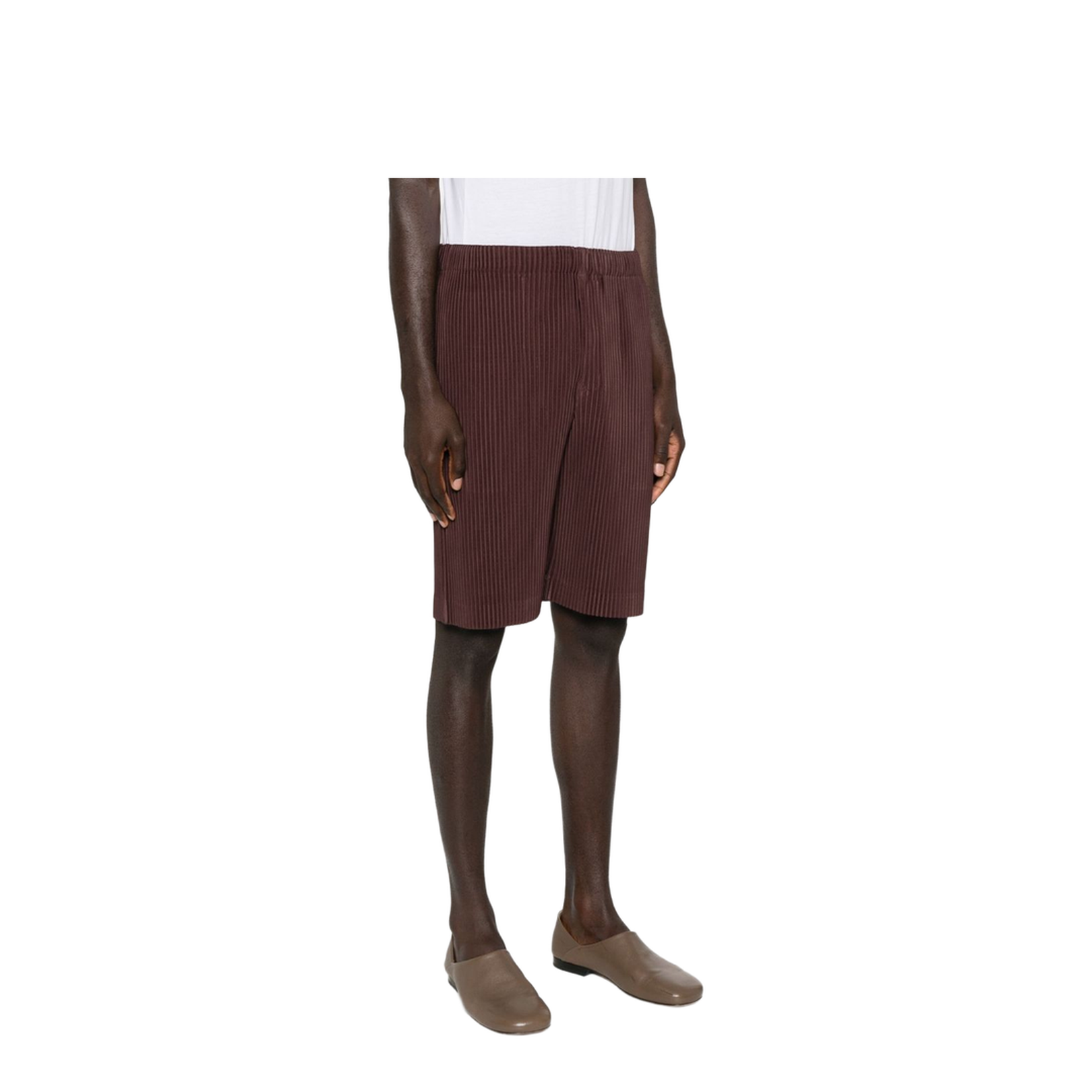Brown Pleated Design Straight Hem Elasticated Waistband - Image 4