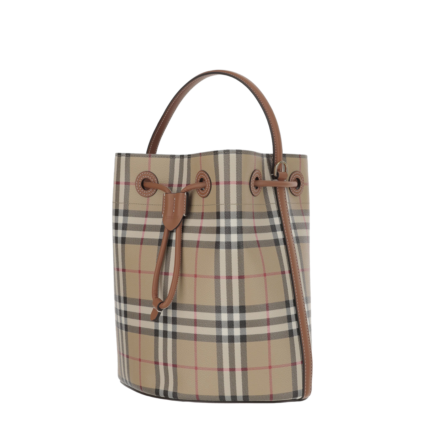 Mini Check Bucket Bag Coated Canvas - Archive Beige/Briar Brown - Image 2