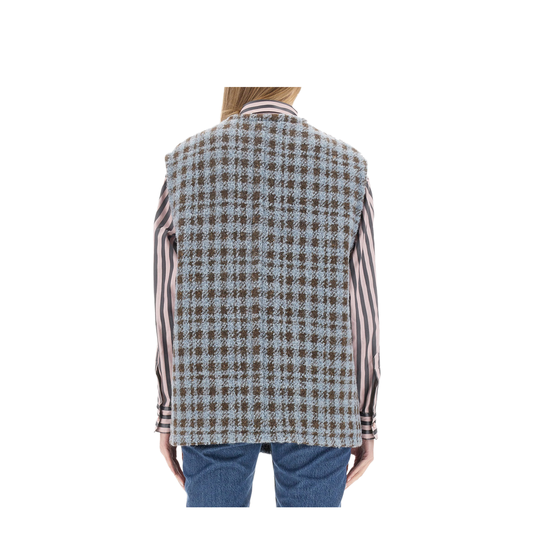 Checked Wool Blend Vest - Image 3