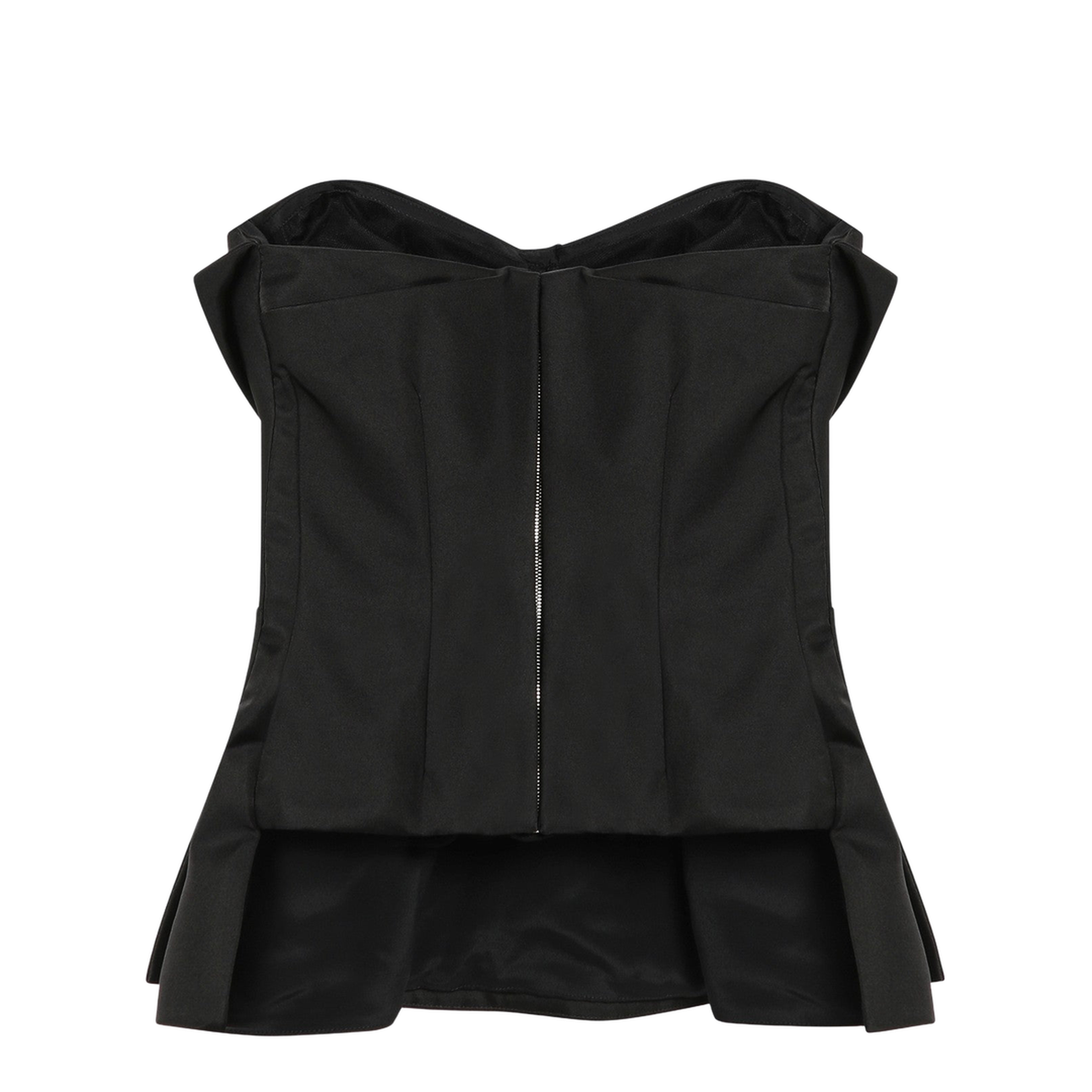 Black Peplum Hem Off-Shoulder Bow Detail Sleeveless Top - Image 2