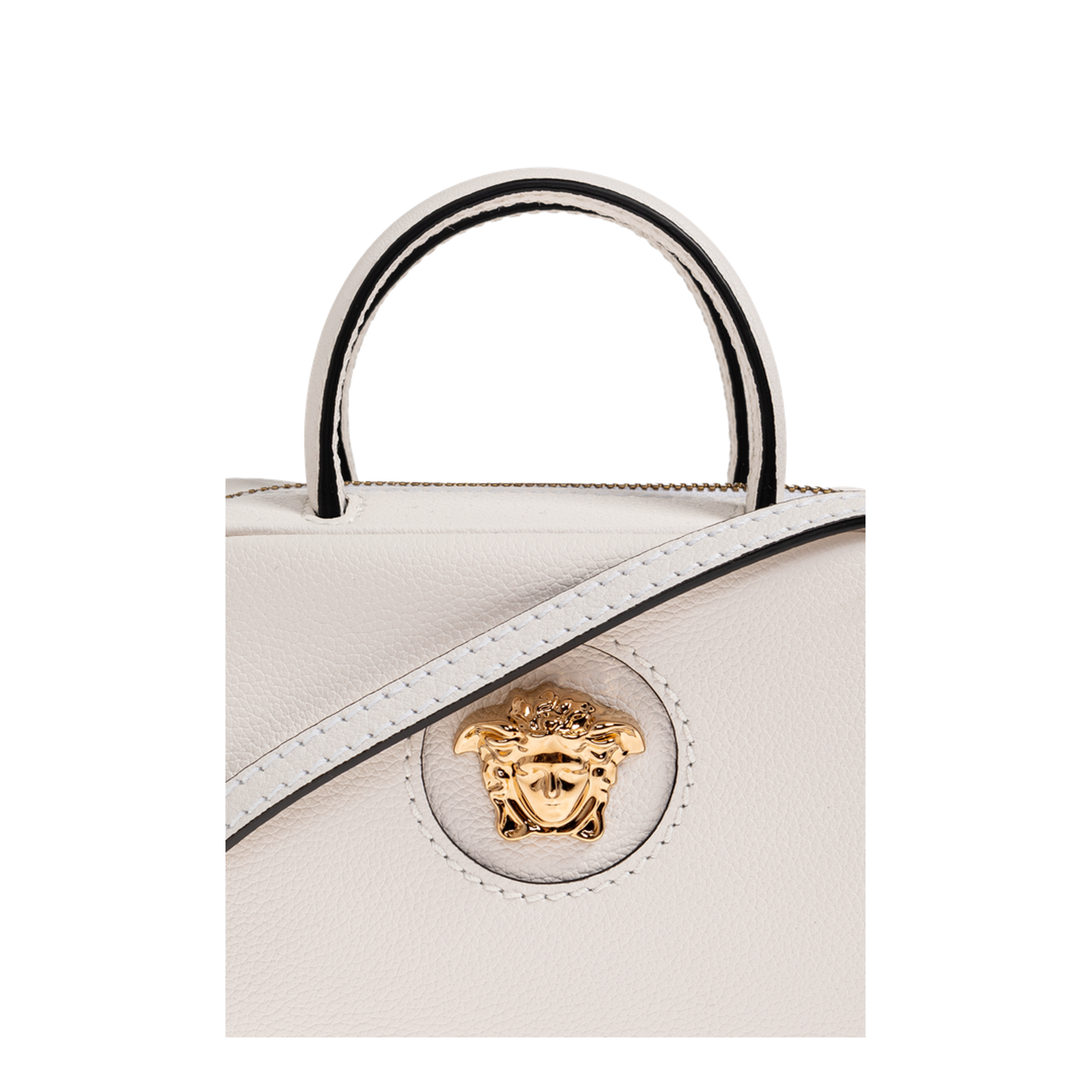 Medusa Plaque Perforated Hand Bag White - Image 4