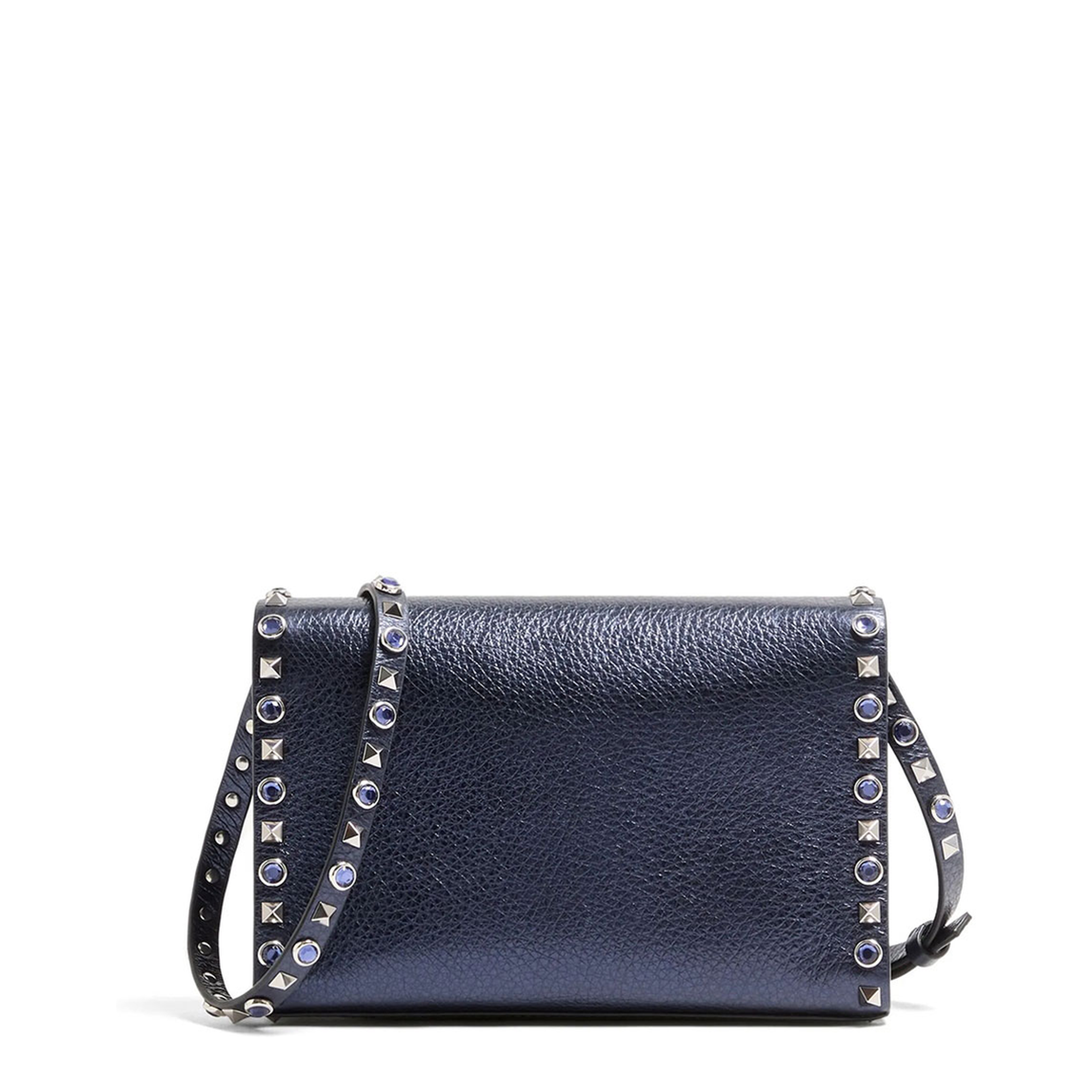 Rockstud Small Laminated Calfskin Shoulder Bag - Navy - Image 3