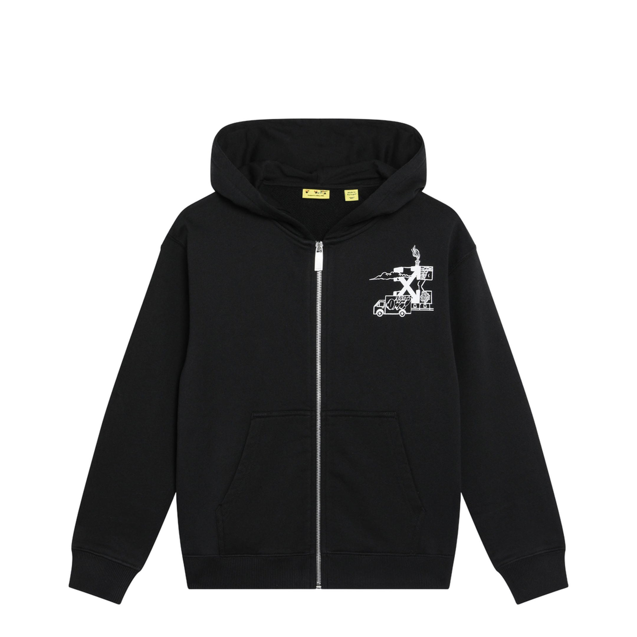 Black Zip Hoodie with Logo Prints - Image 1