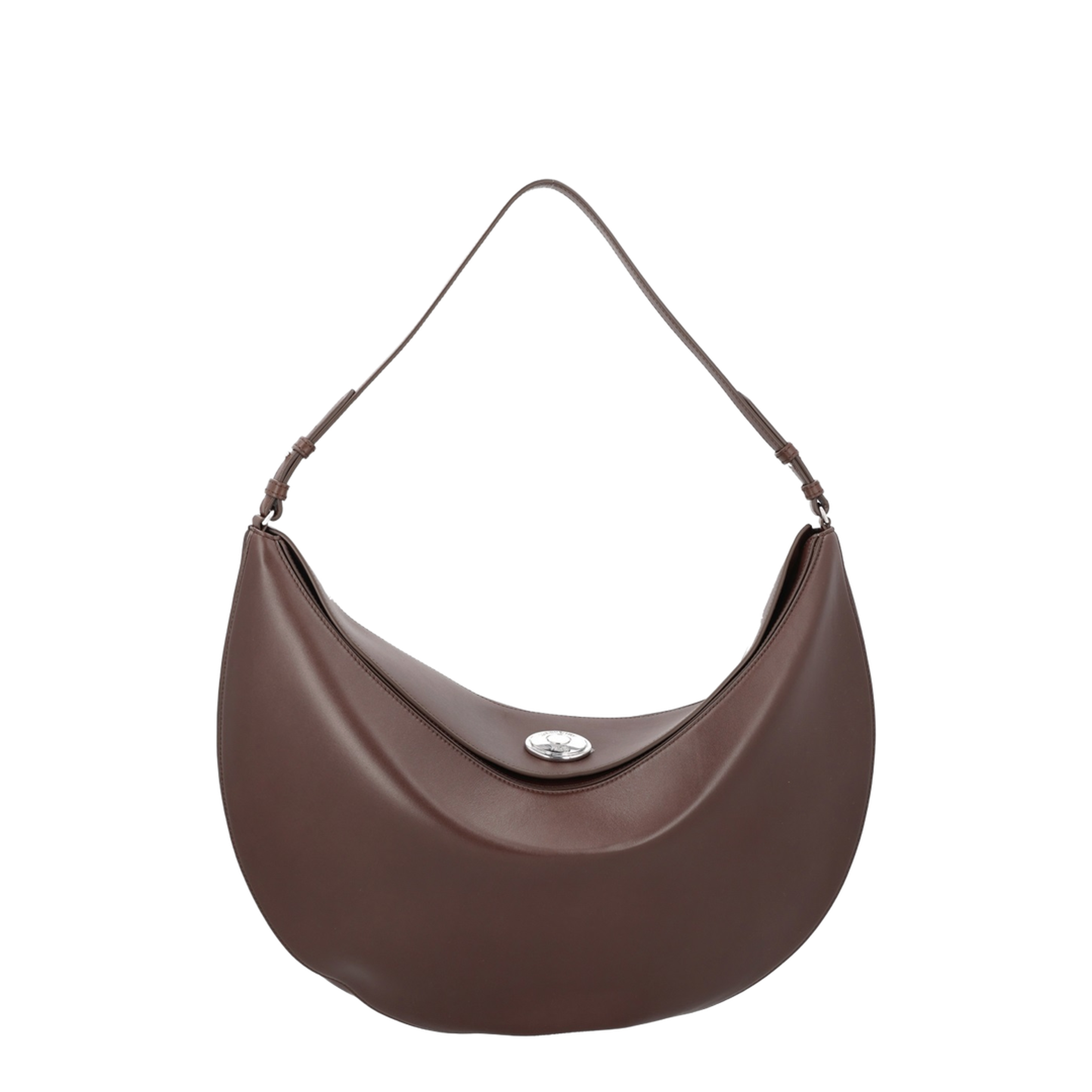 Large Calf Leather Shoulder Bag - Midnight Brown - Image 1