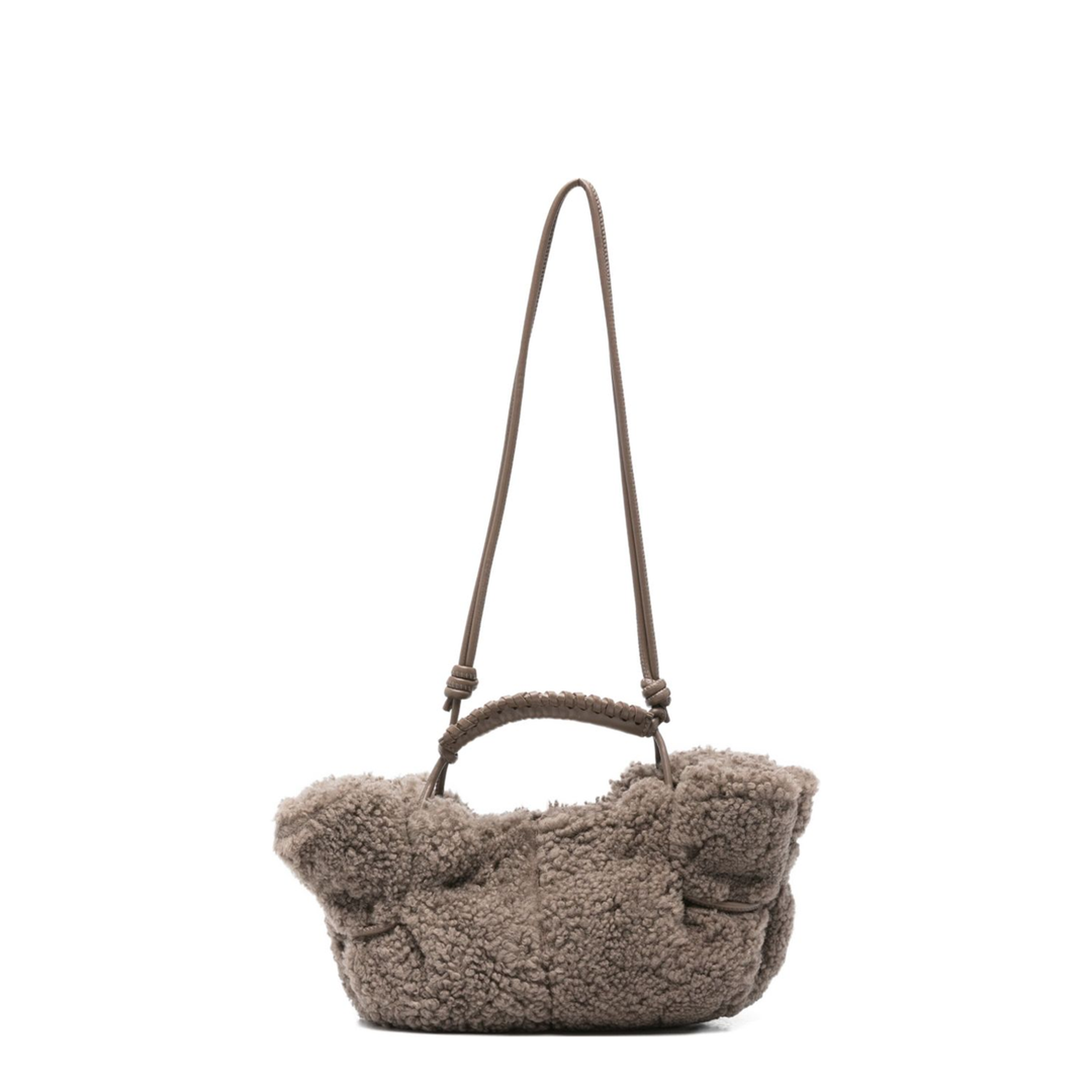Arta Mini Leather & Shearling Tote - Dusty Grey - Image 1