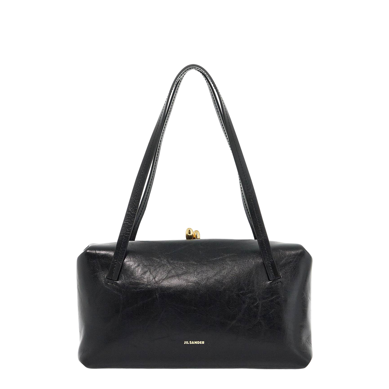 Black Leather Goji Pillow Handbag - Image 1