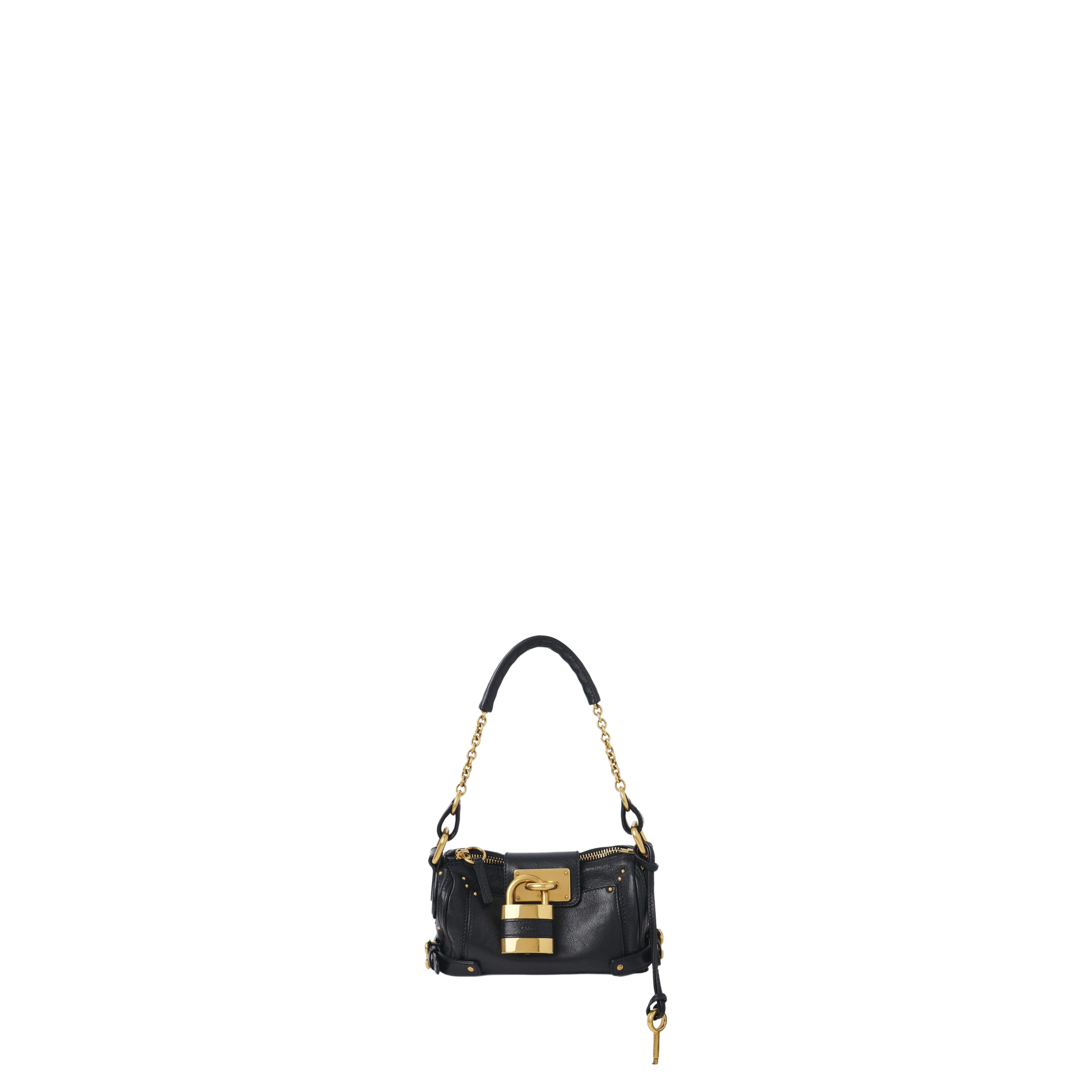 Small Paddington Chain Bag in Grained Leather Black - Image 1