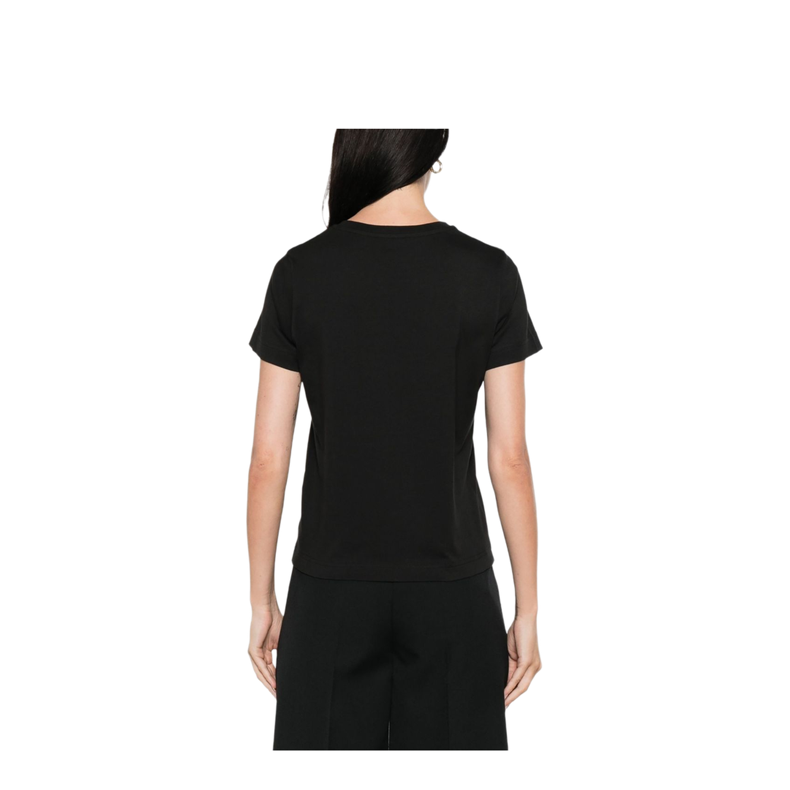 Black Embroidered Cursive Logo Cotton T-Shirt - Image 4