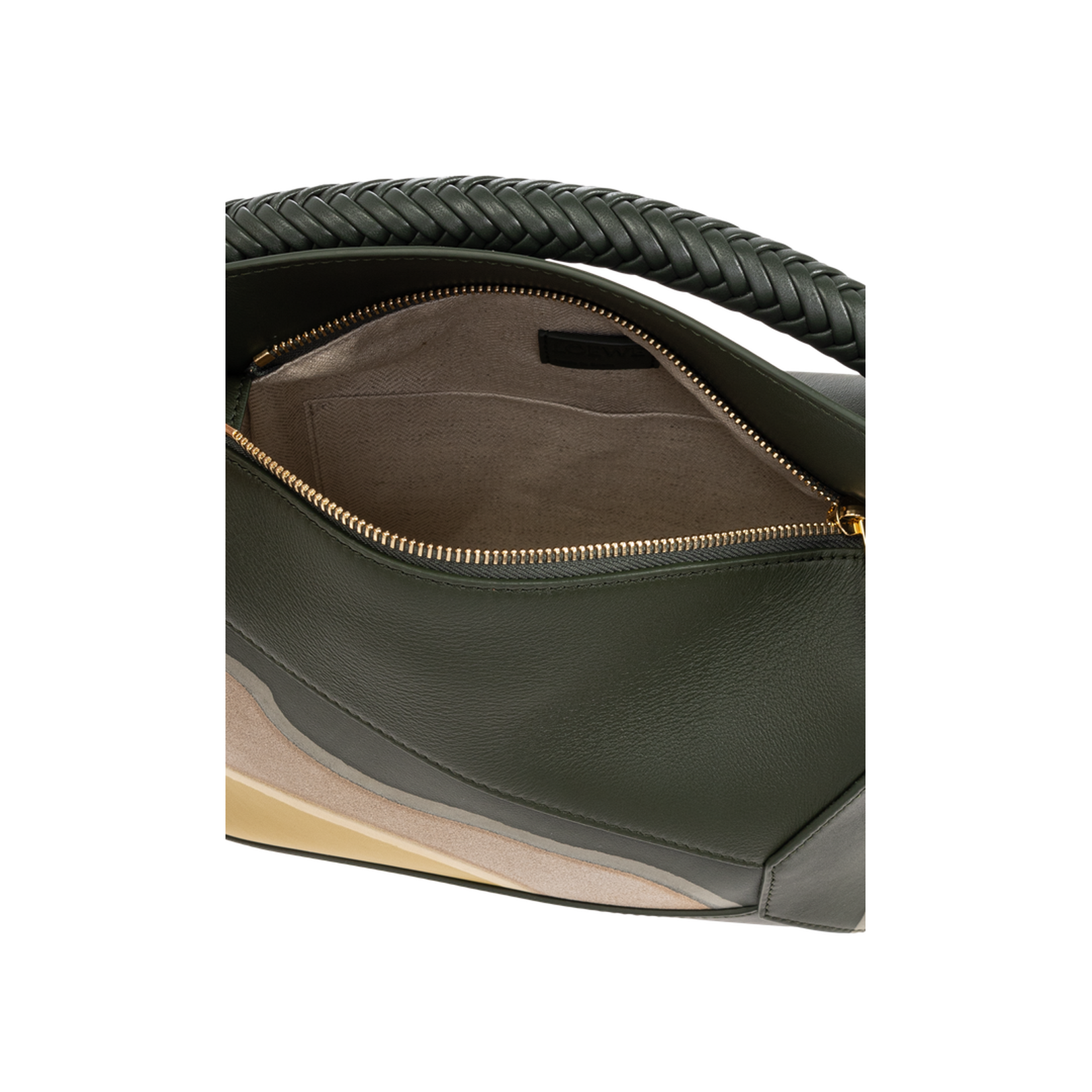 Small Puzzle Edge Hand Bag Leather Green - Image 5