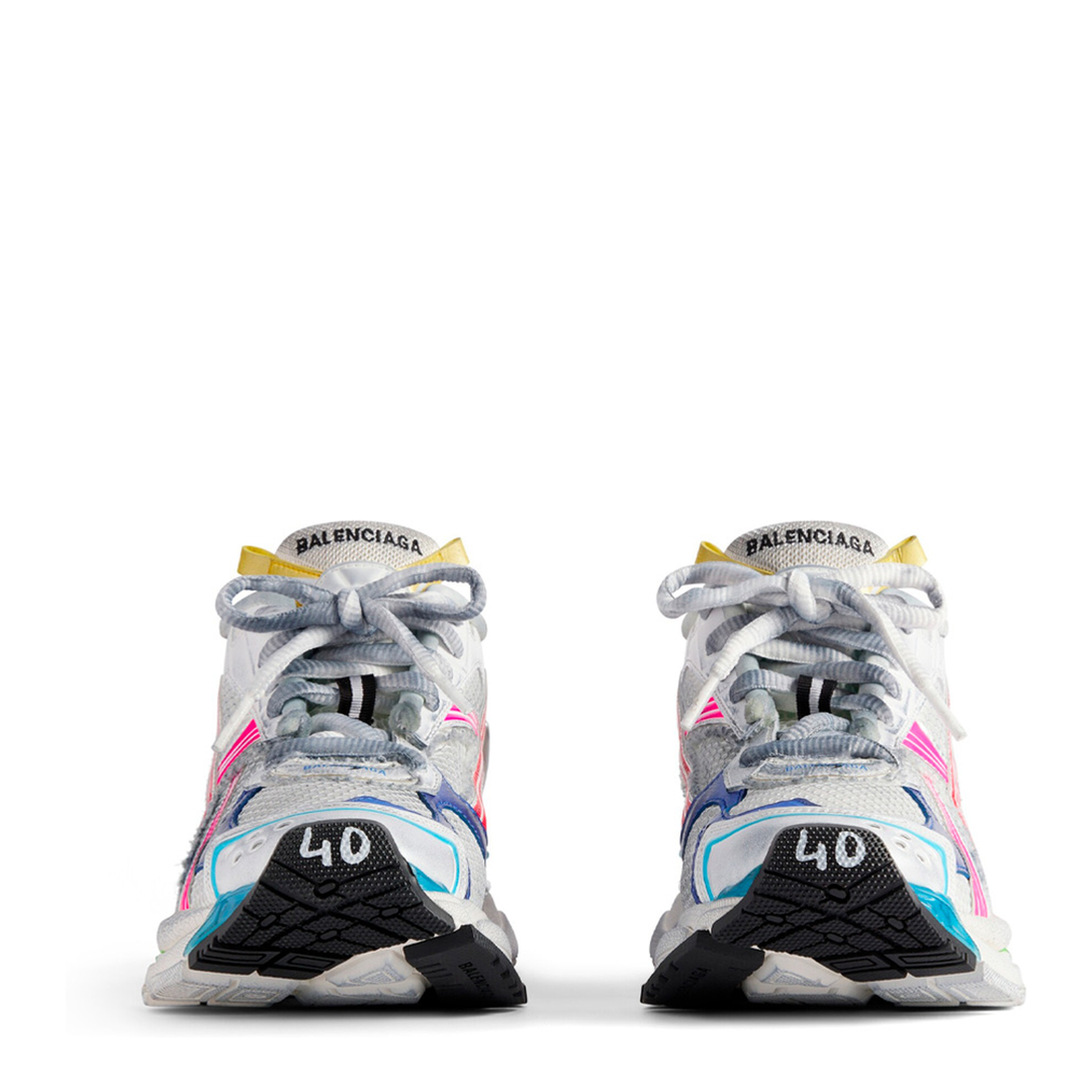 Mesh and Nylon Multicolor Worn-Out Effect Runner Sneakers - Image 7