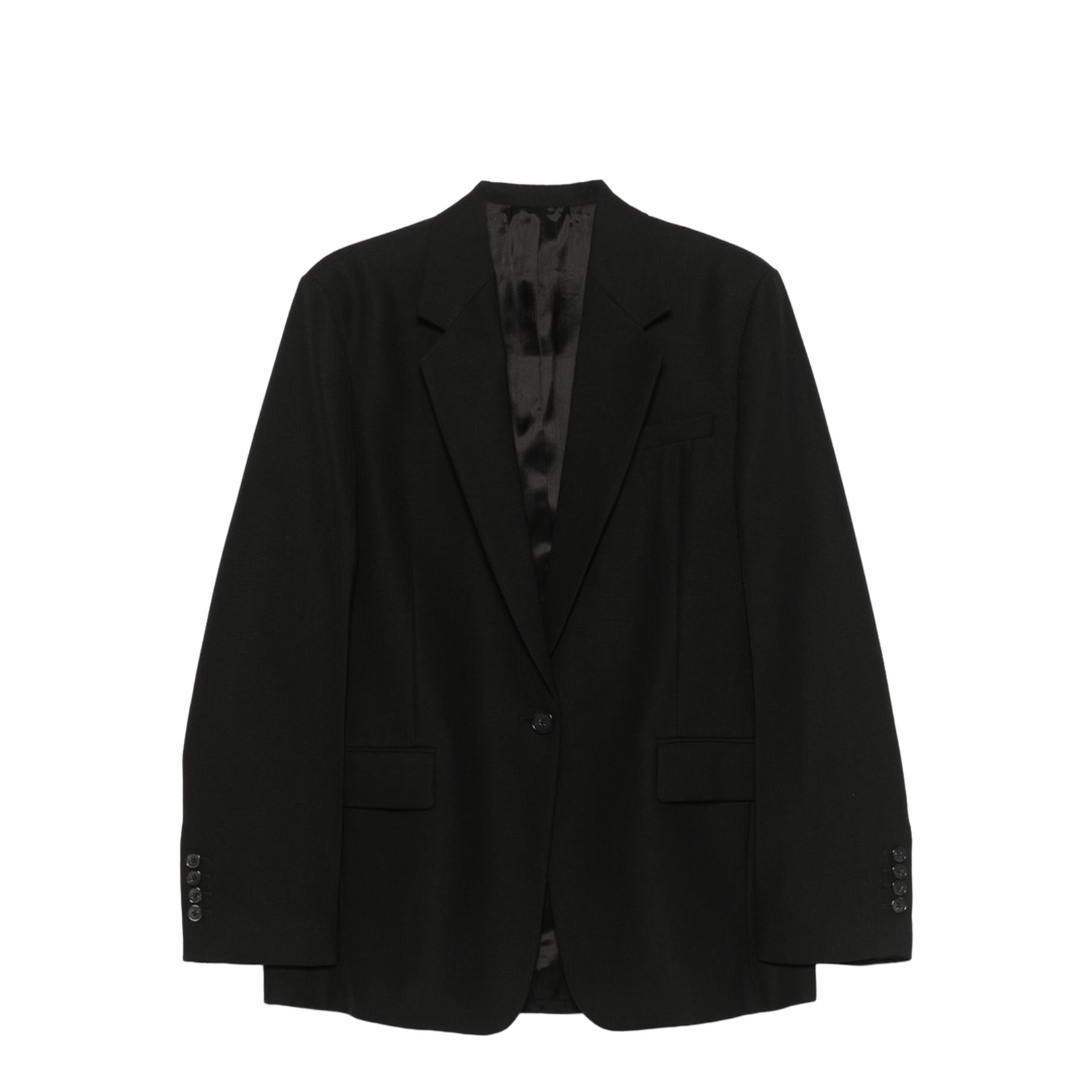 Wool Blend Single-Breasted Blazer Jacket - Image 1