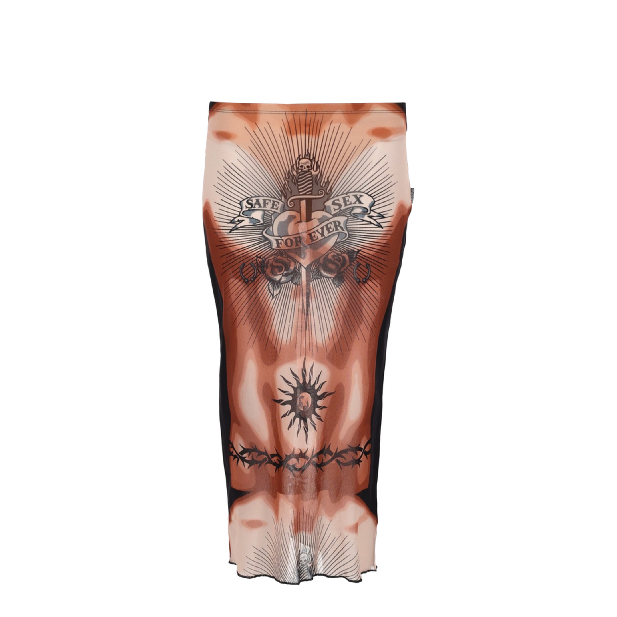 MIDI SKIRT WITH SAFE SEX TATTOO PRINT - Image 1