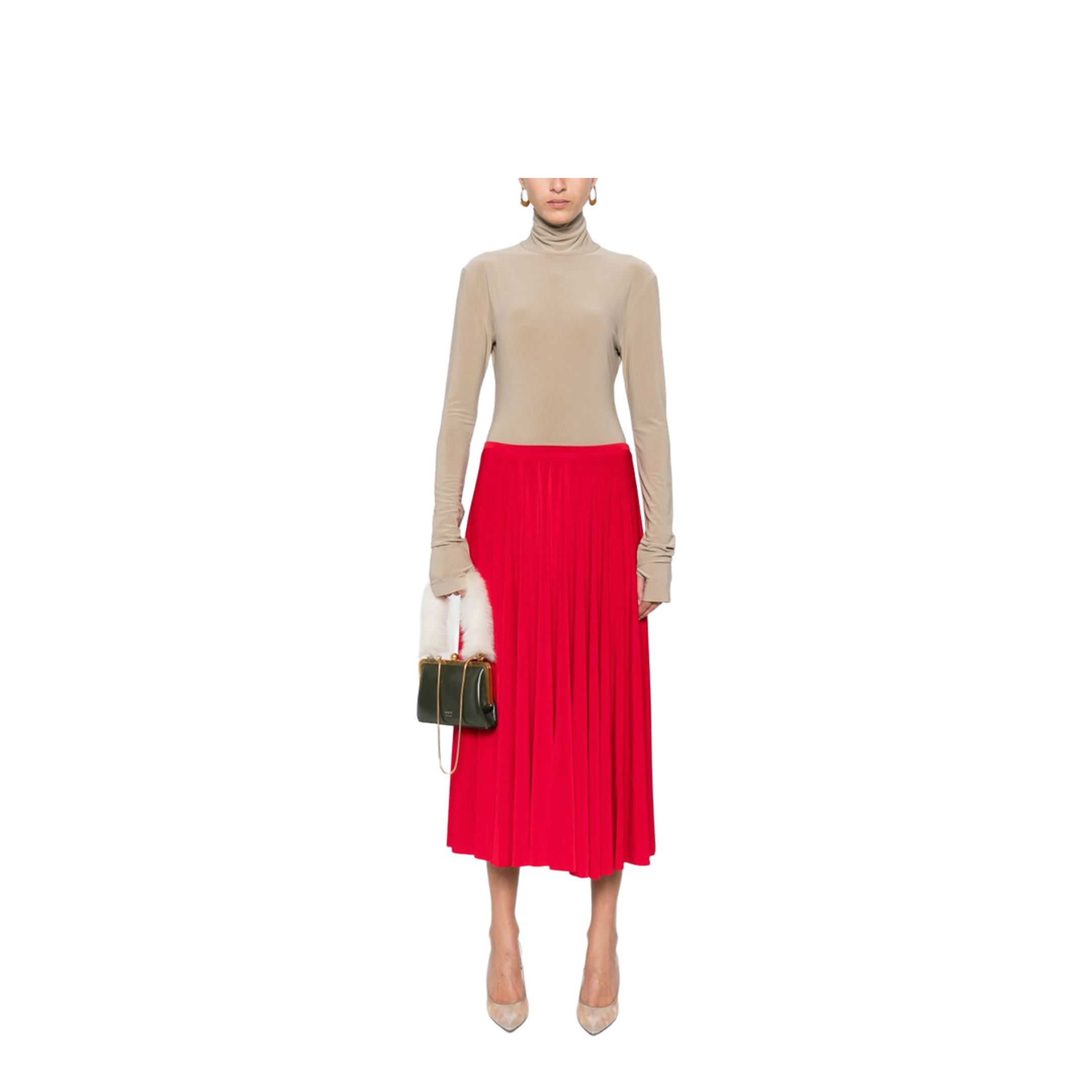 Red Flared Midi Skirt - Image 4