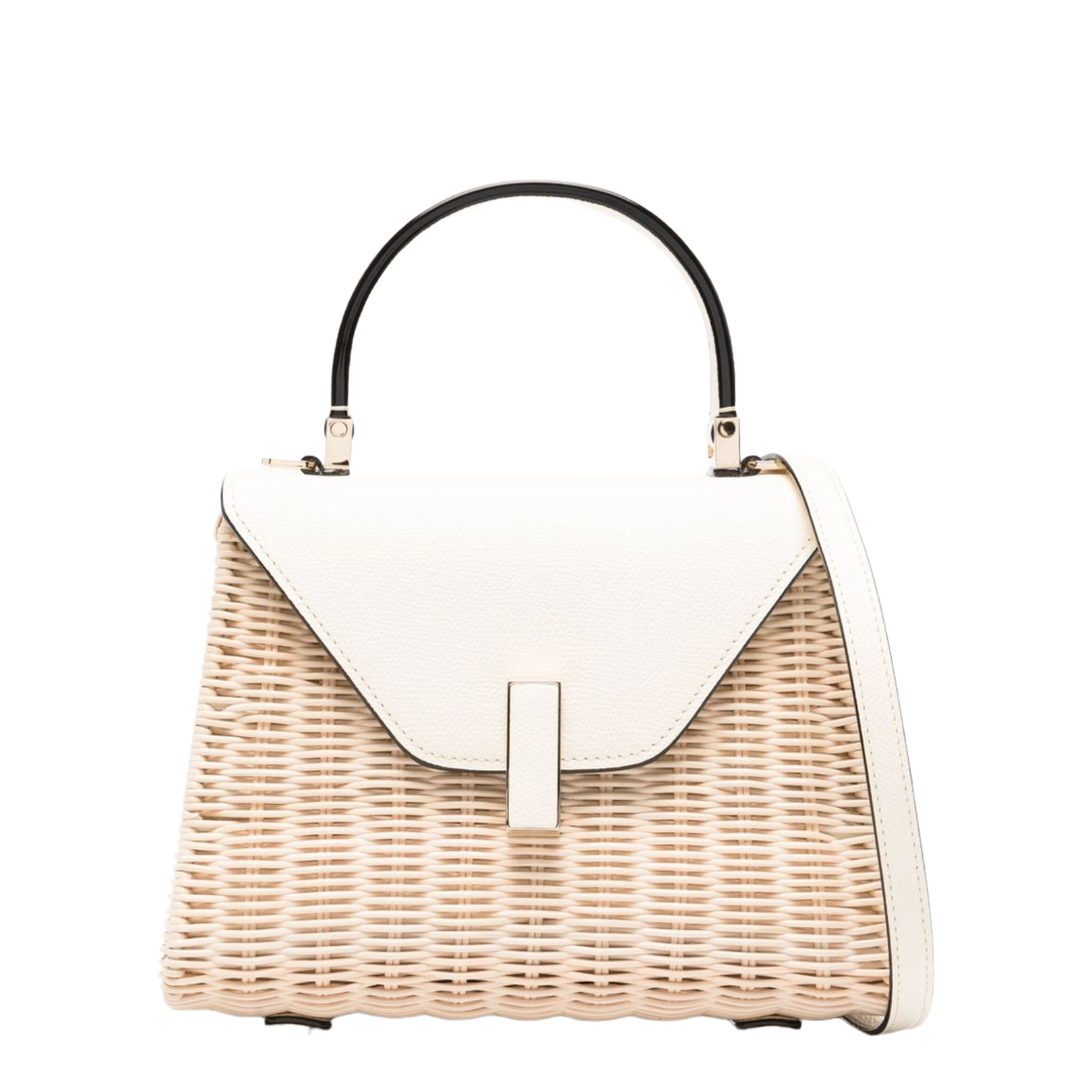 Iside Mini Wicker Top Handle Bag - Beige/Pergamena White - Image 1