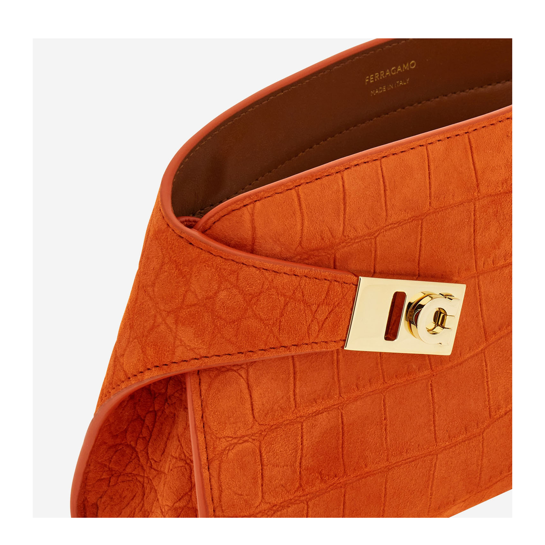 Hug Mini Suede Crossbody Bag - Orange Animal Print - Image 3