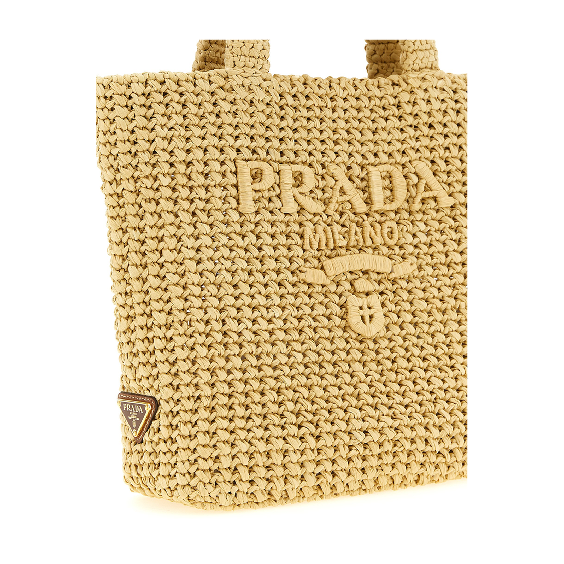 Crochet Small Raffia Tote Bag - Tan - Image 3