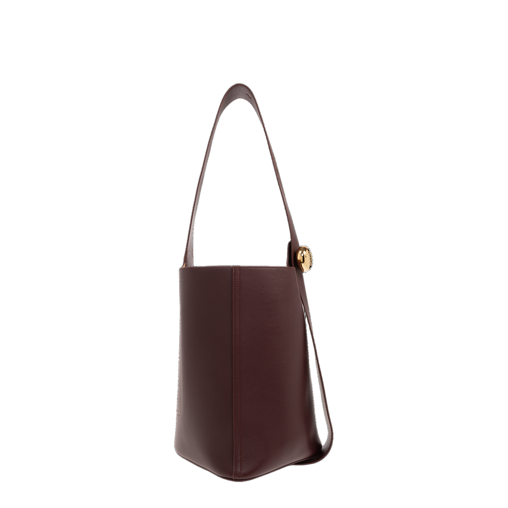 Pebble Medium Leather Bucket Bag - Dark Burgundy - Image 3