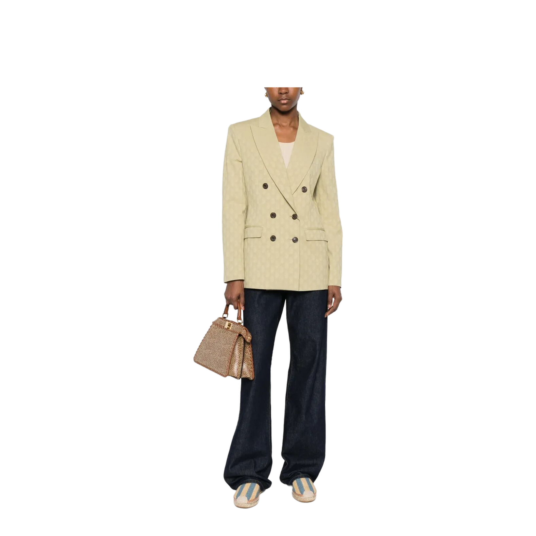 Double-Breasted Fitted Paisley-Motif Blazer - Image 2