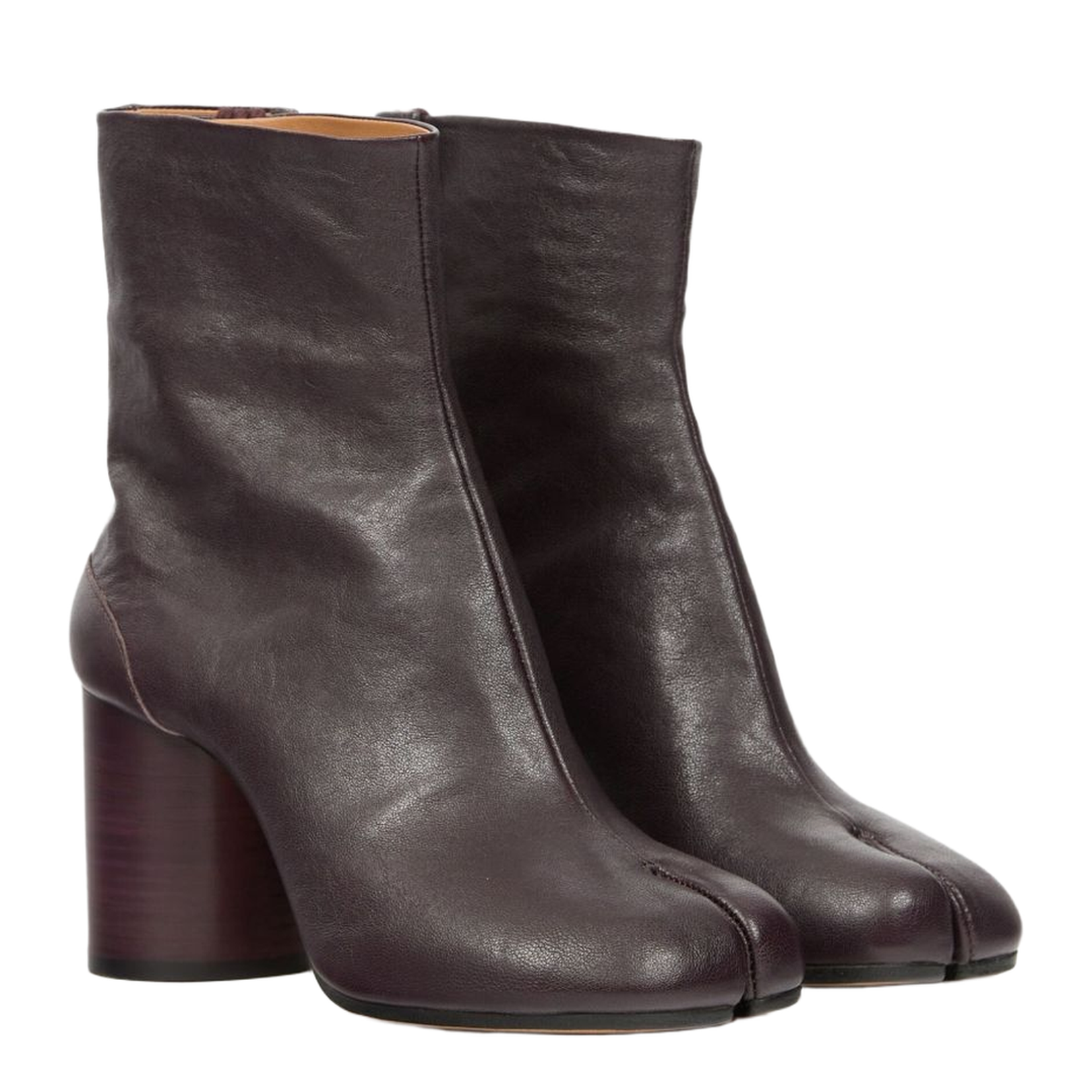 Brown Signature Tabi Toe High Block Heel Boots - Image 4