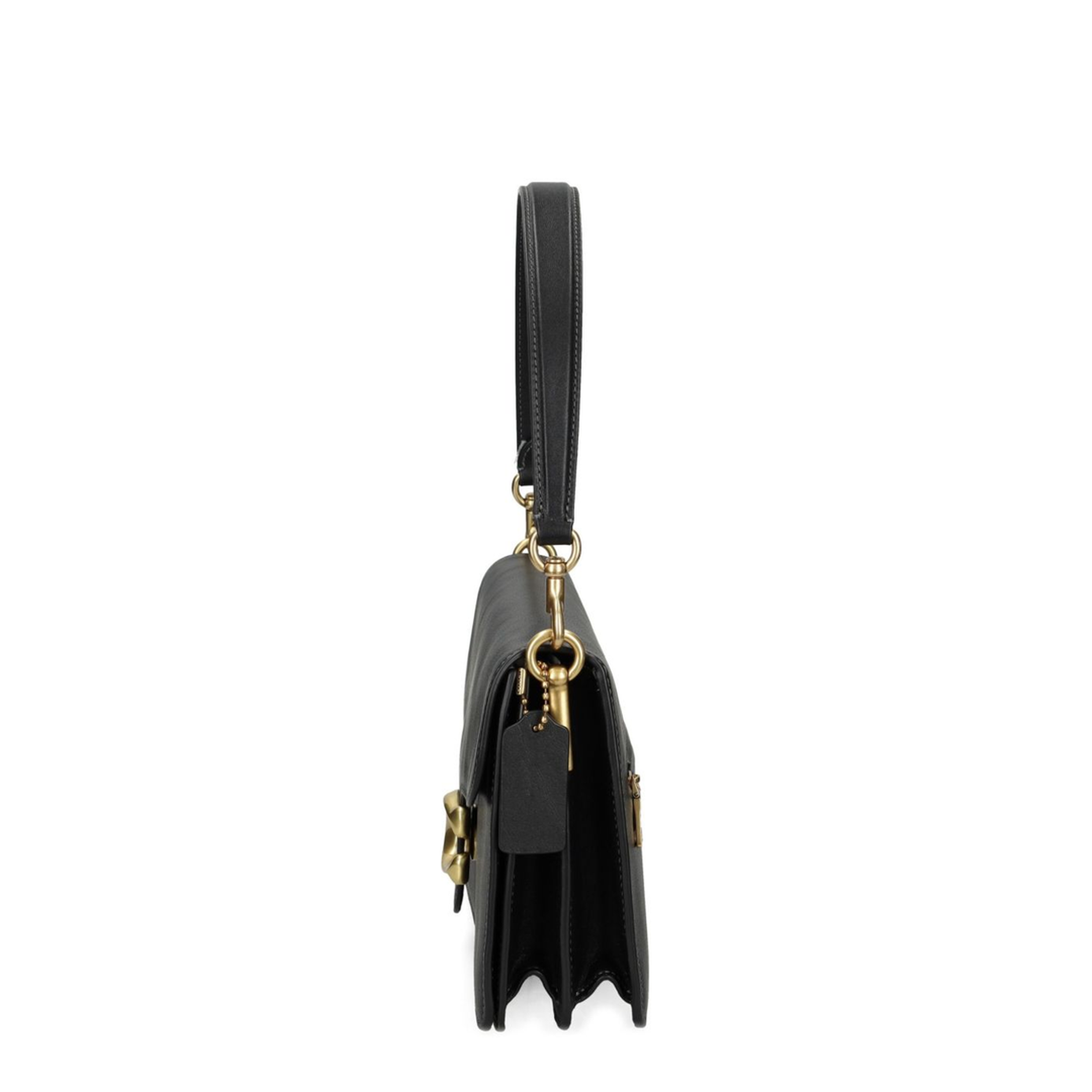 Tabby One Size Soft Grain Leather Shoulder Bag - Brass/Black - Image 5