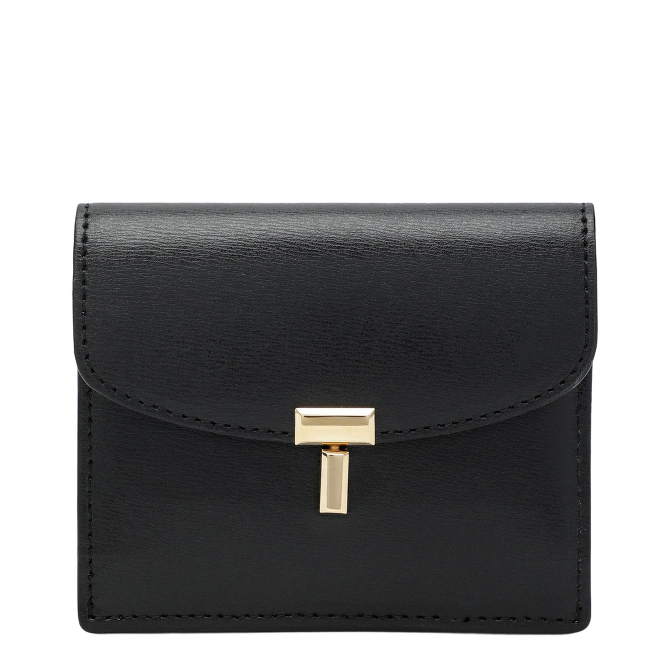 Black Smooth-Leather T-Lock Card Holder - Image 1