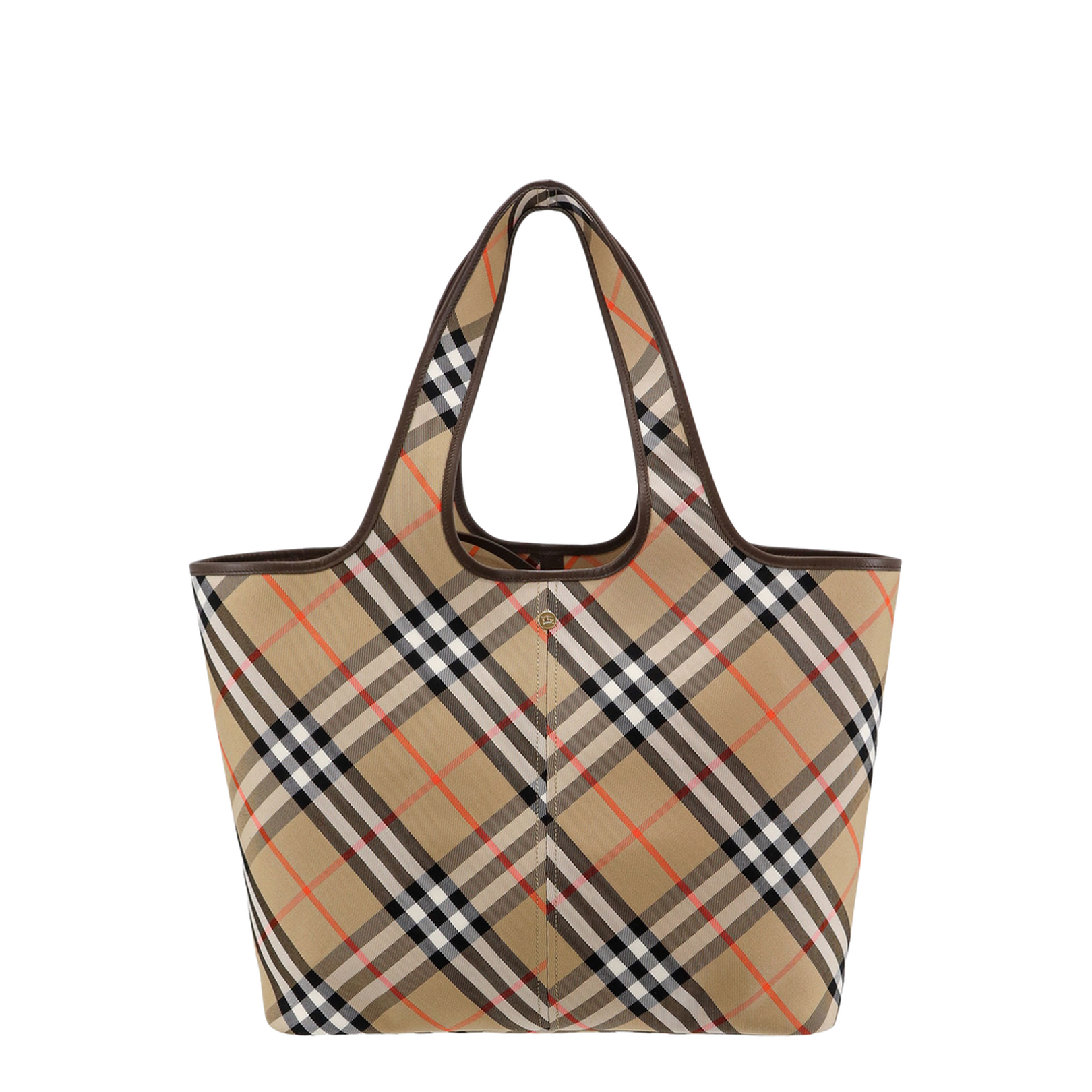 Check Medium Cotton Tote - Sand Beige - Image 3