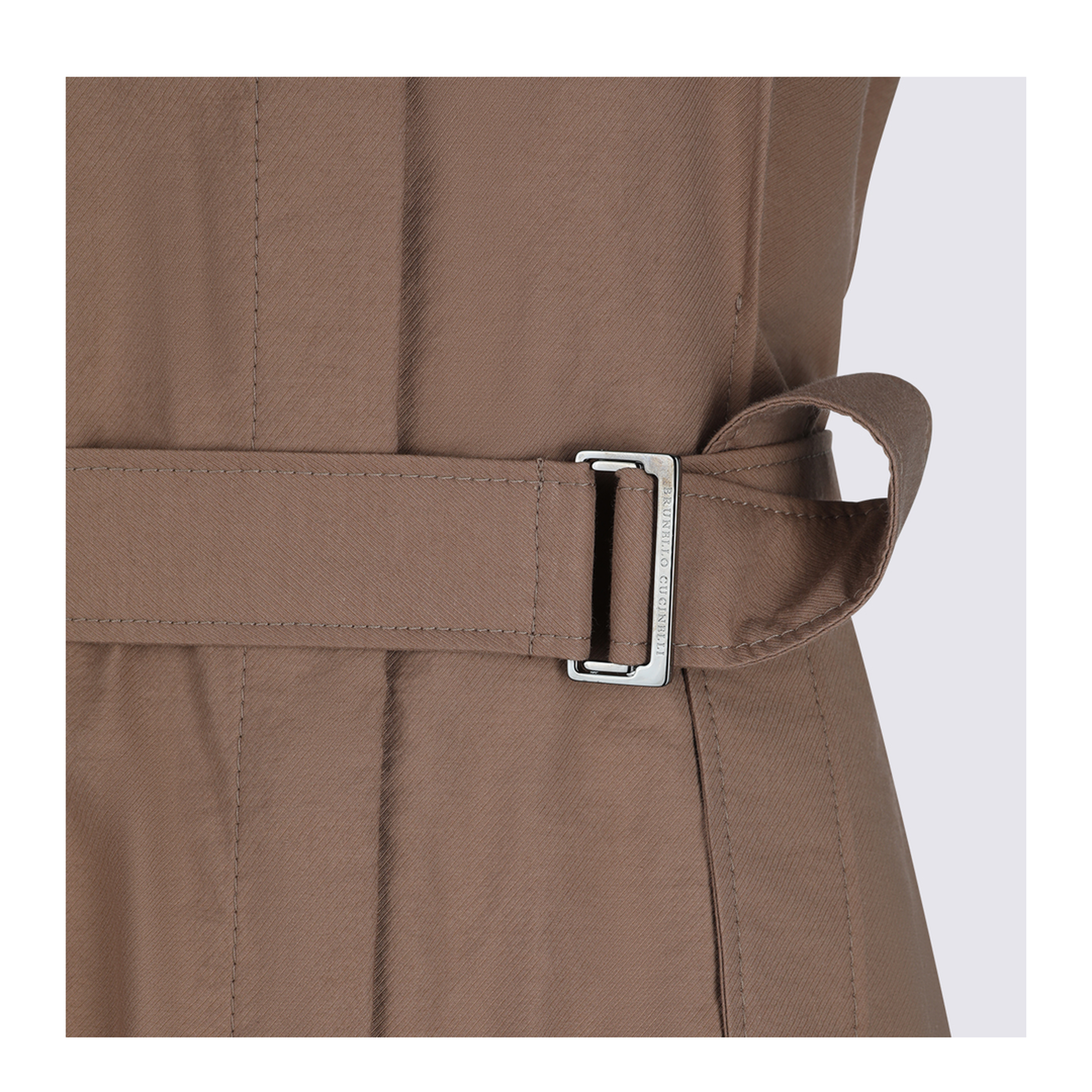 Long Sleeveless Cotton Dress with Belt at the Waist - Image 7