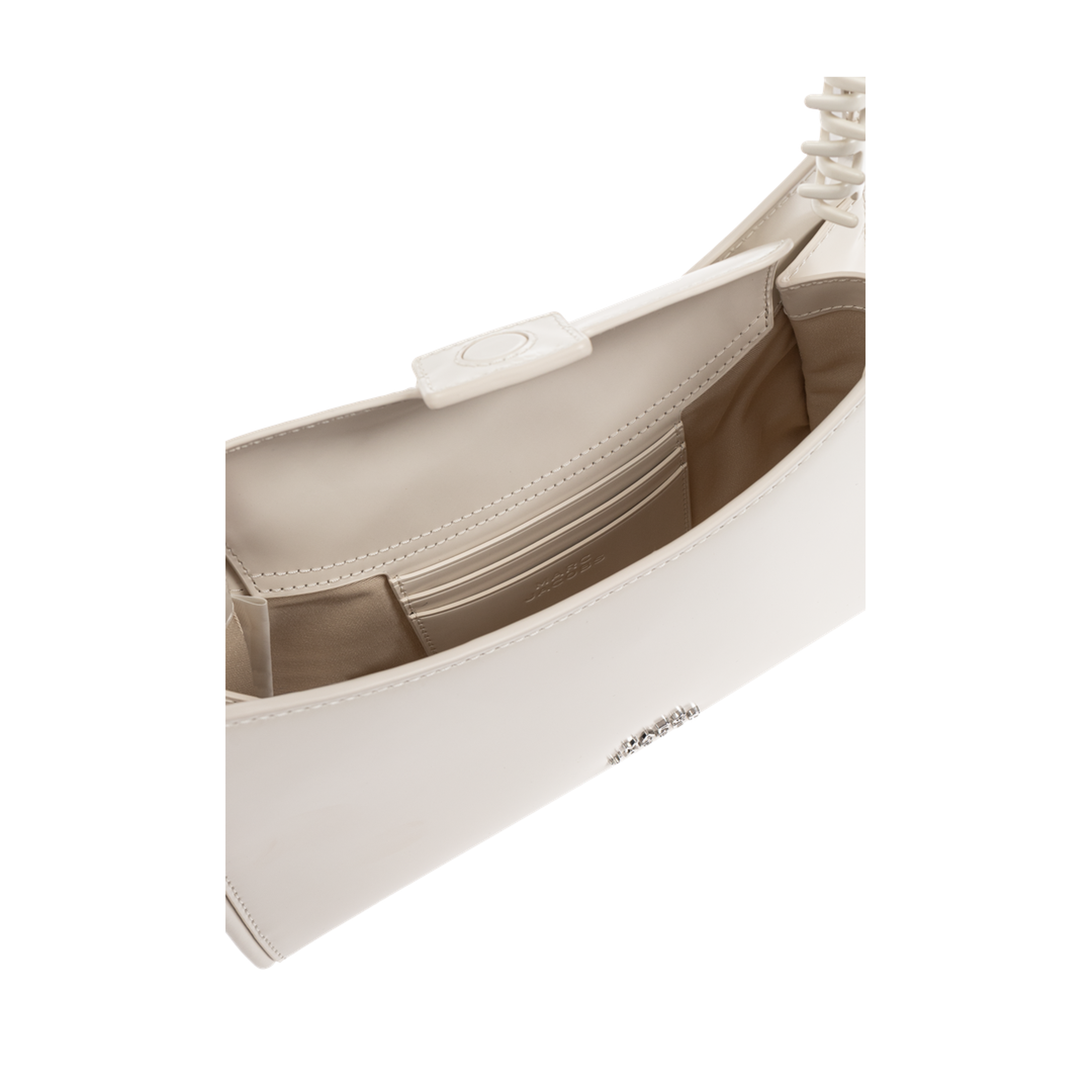 The Glam Medium Spazzolato Leather Shoulder Bag - Cotton White - Image 5