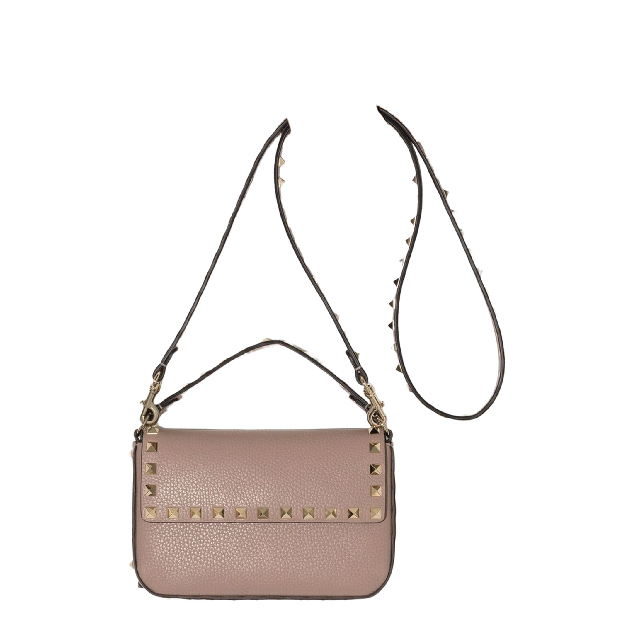 Rockstud Grainy Calfskin Pouch - Poudre - Image 5