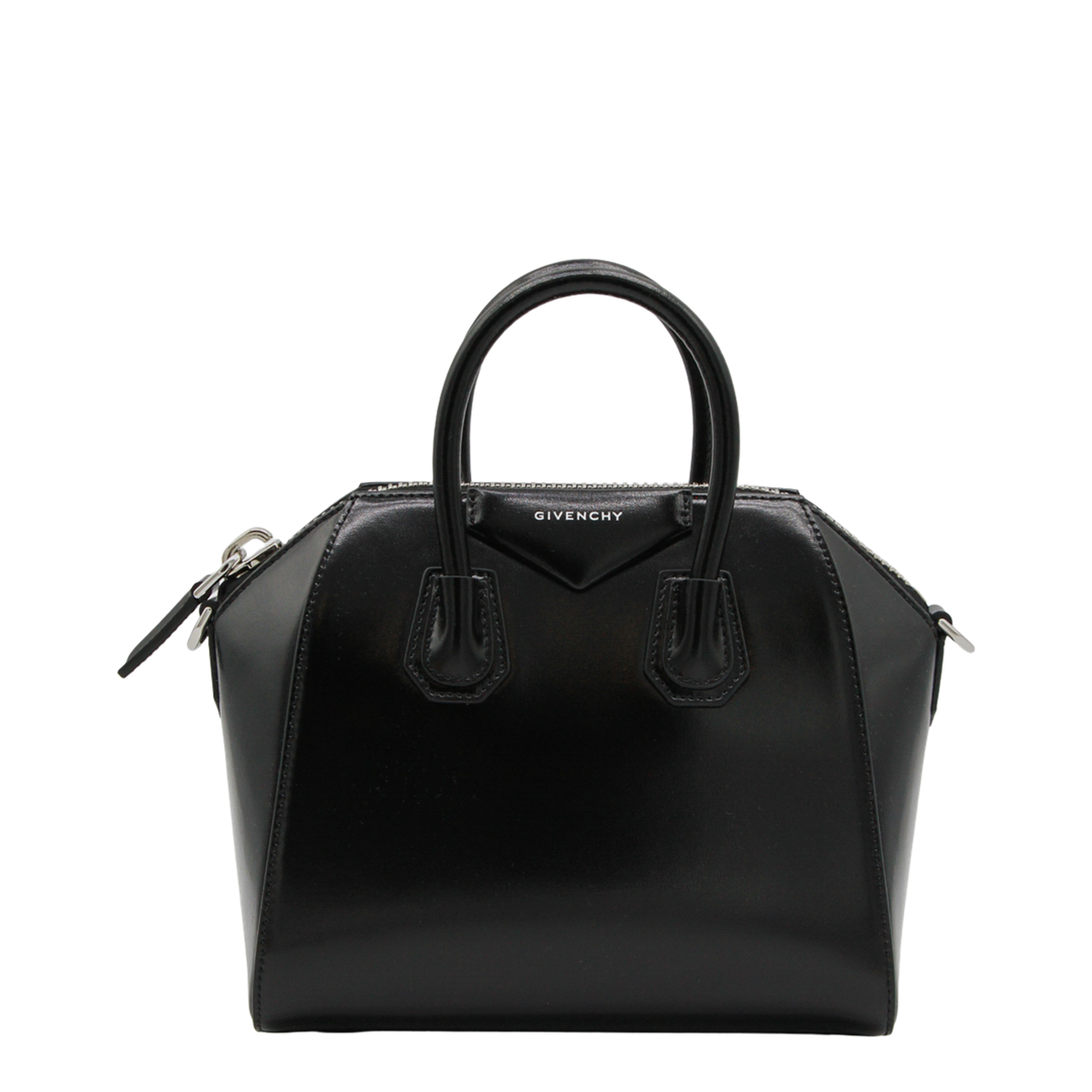 Antigona Mini Leather Shoulder Bag in Black - Image 2