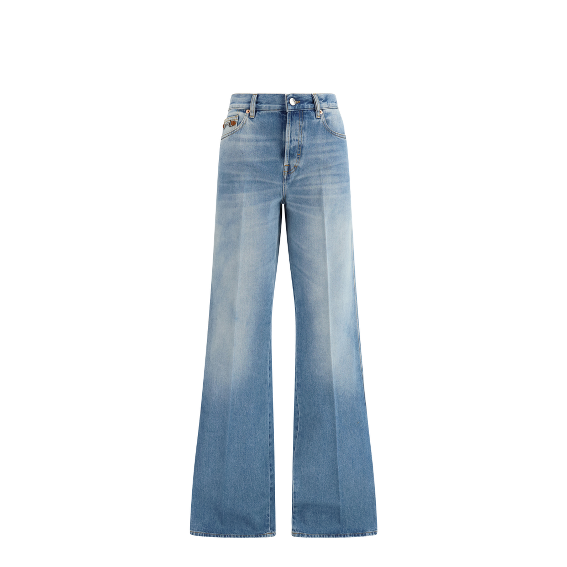 Cotton Denim Flare Jeans - Image 1