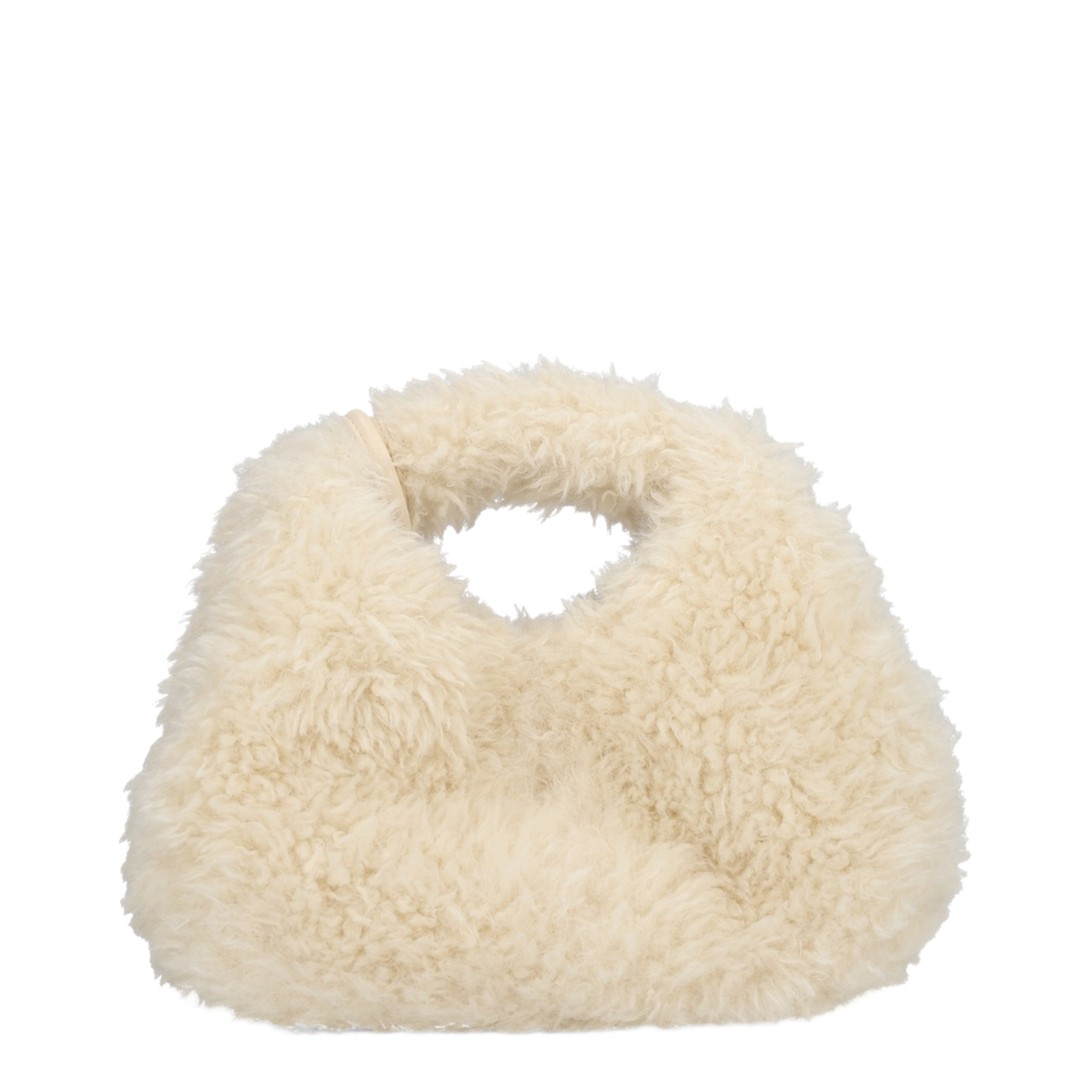 Alternative Fur Mini Hobo Bag - Egret - Image 3
