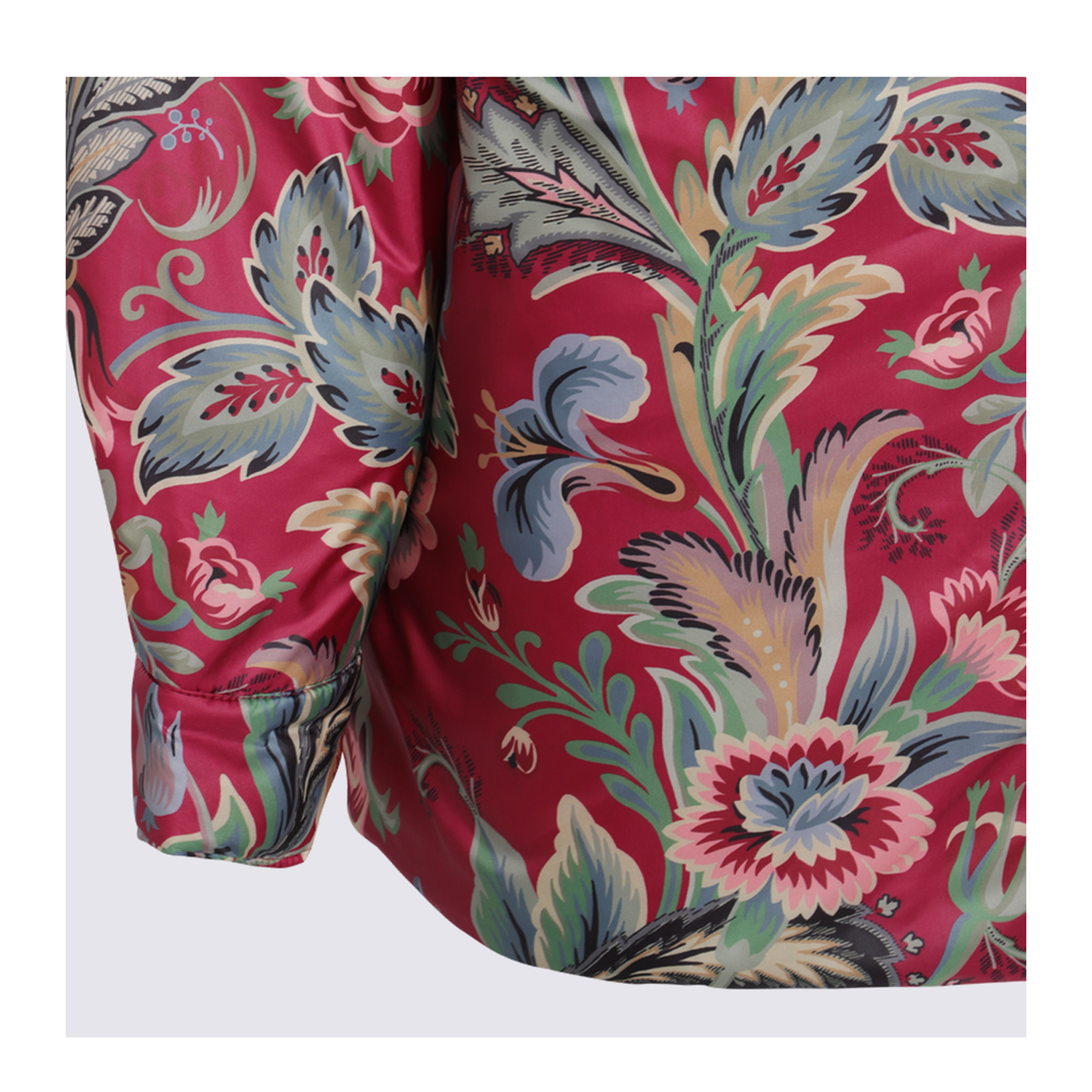 Floral Print Shirt Coat Red - Image 6