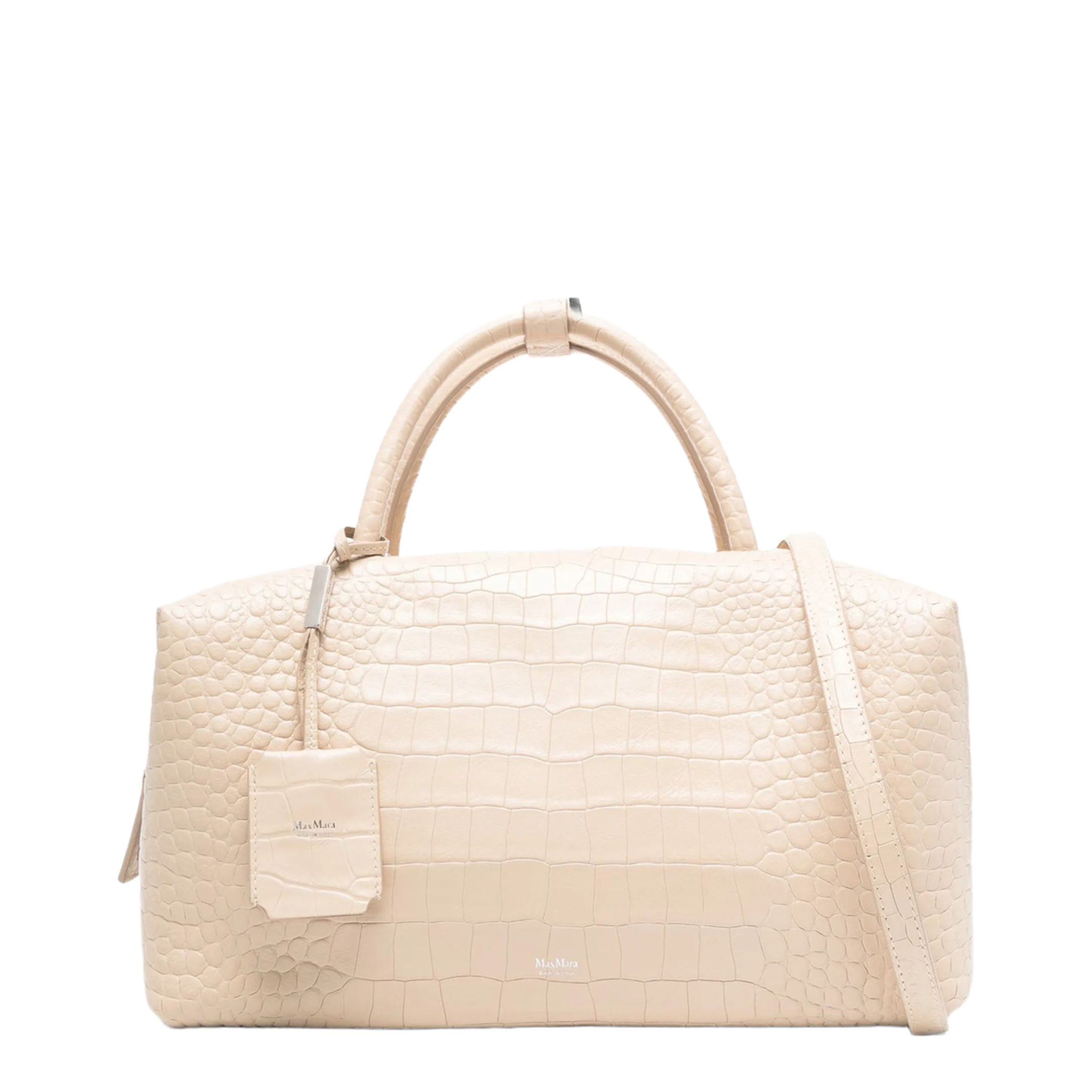 Holdall Large Crocodile-Embossed Calf Leather Boston Bag - Ice - Image 1