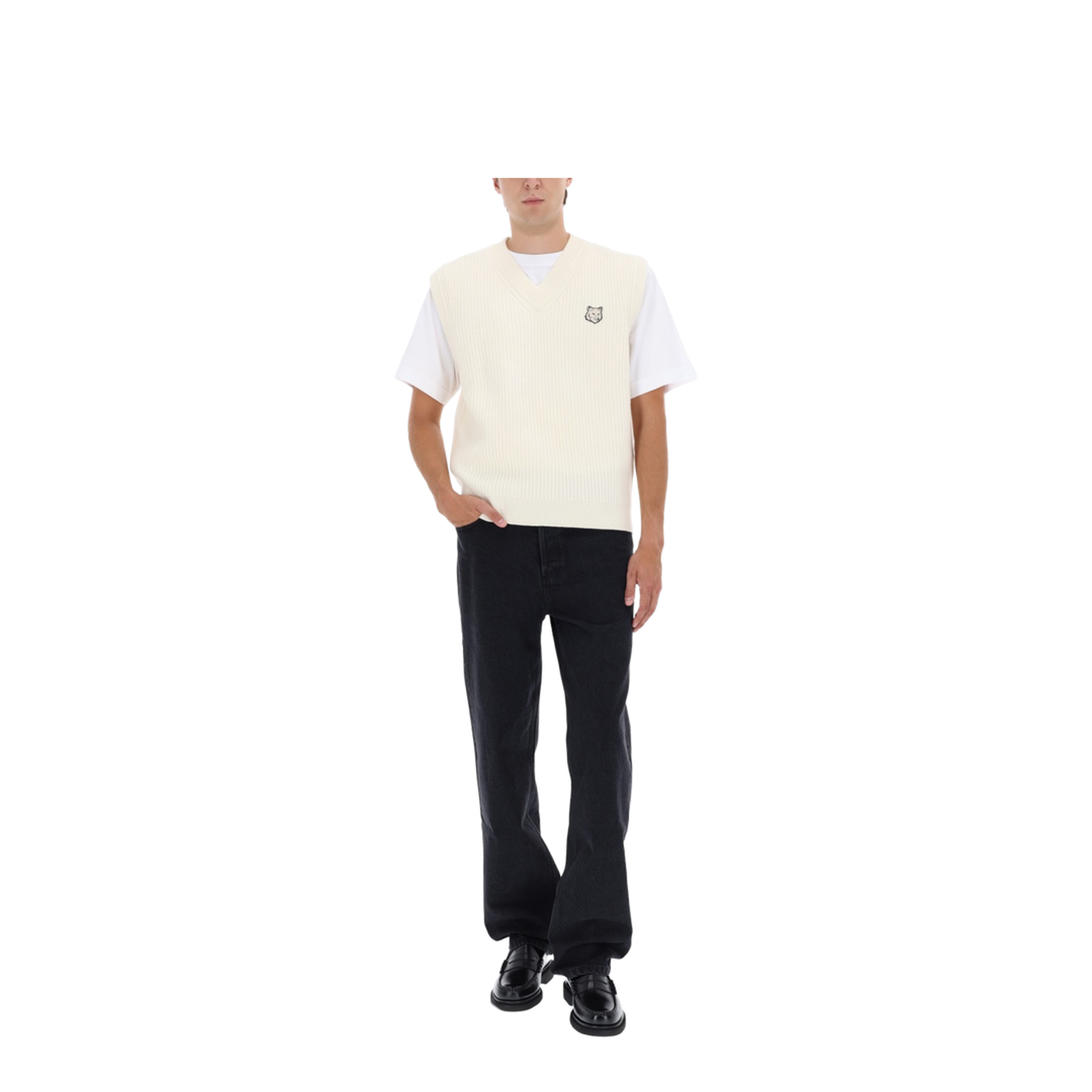 Ribbed Vest with Fox Patch - Image 1