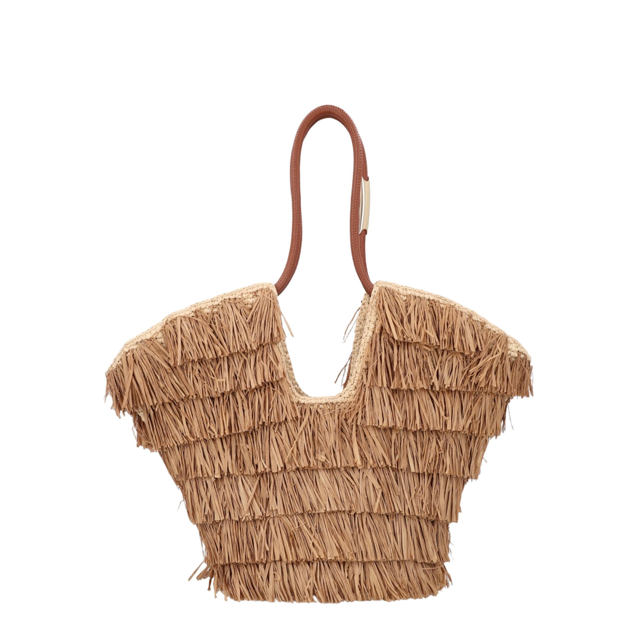 Goldentime Medium Fringed Tote Bag - Brown - Image 3