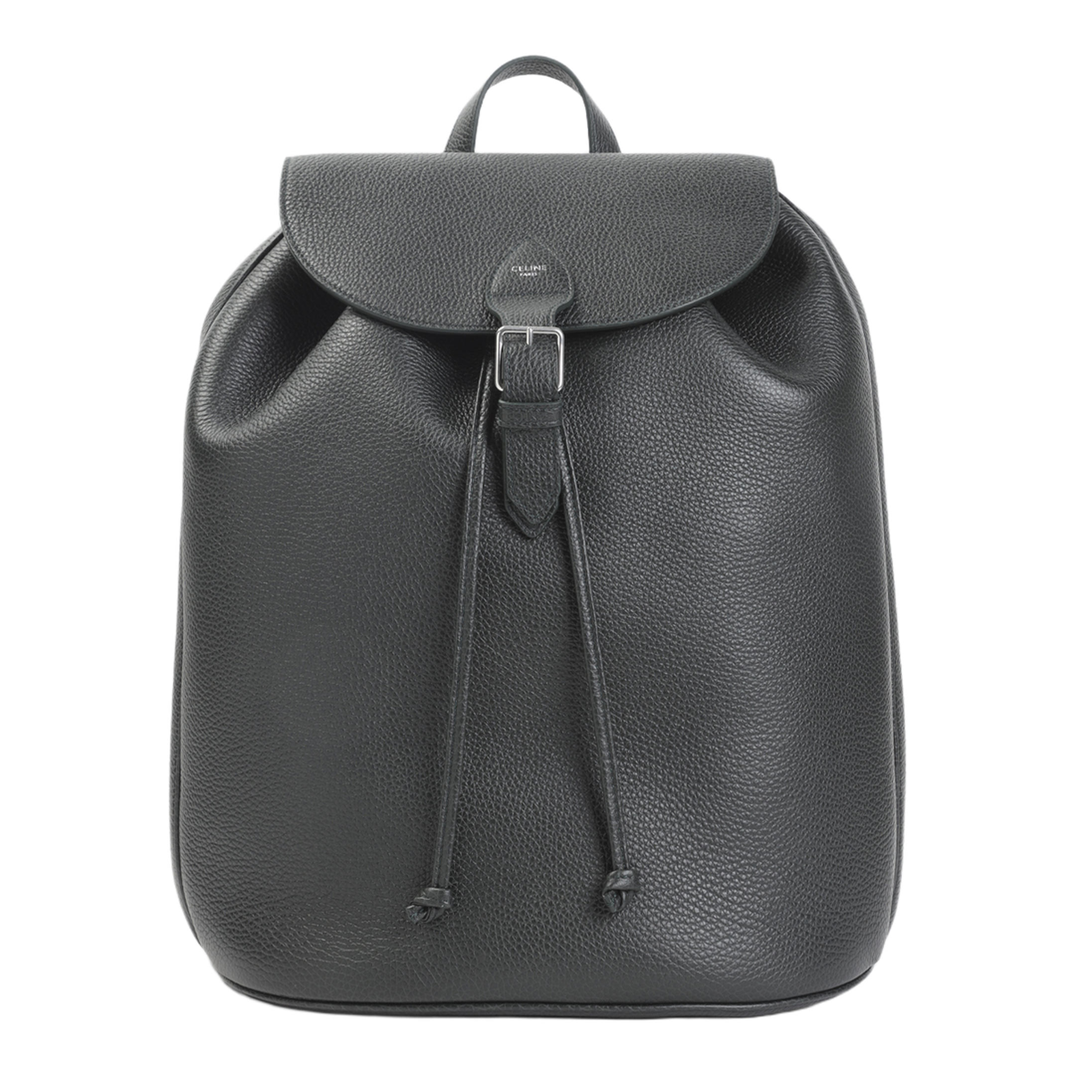 Large Backpack Folco in Grained Calfskin - Night Green - Image 2