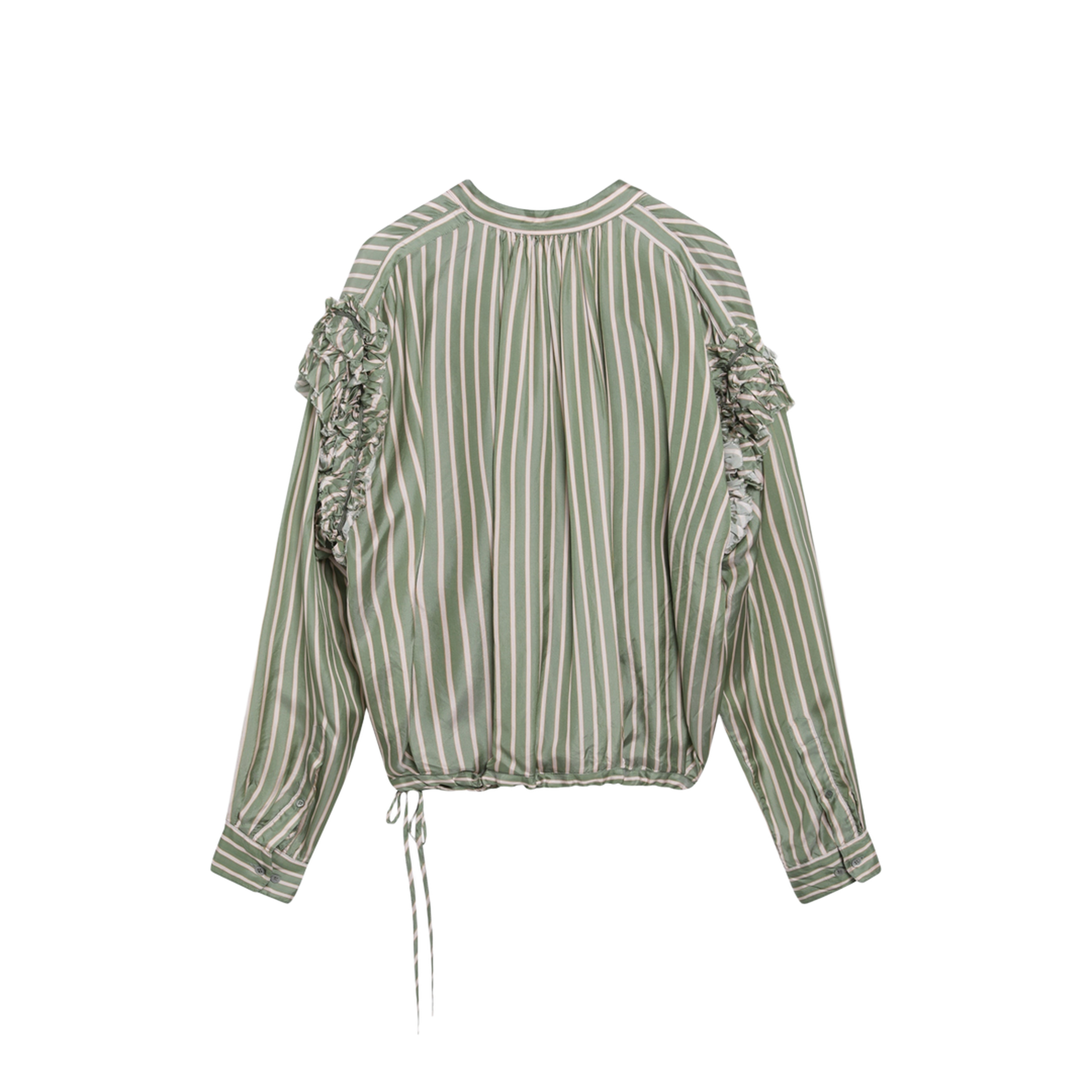 Green Striped Wrap Shirt In Cupro - Image 2