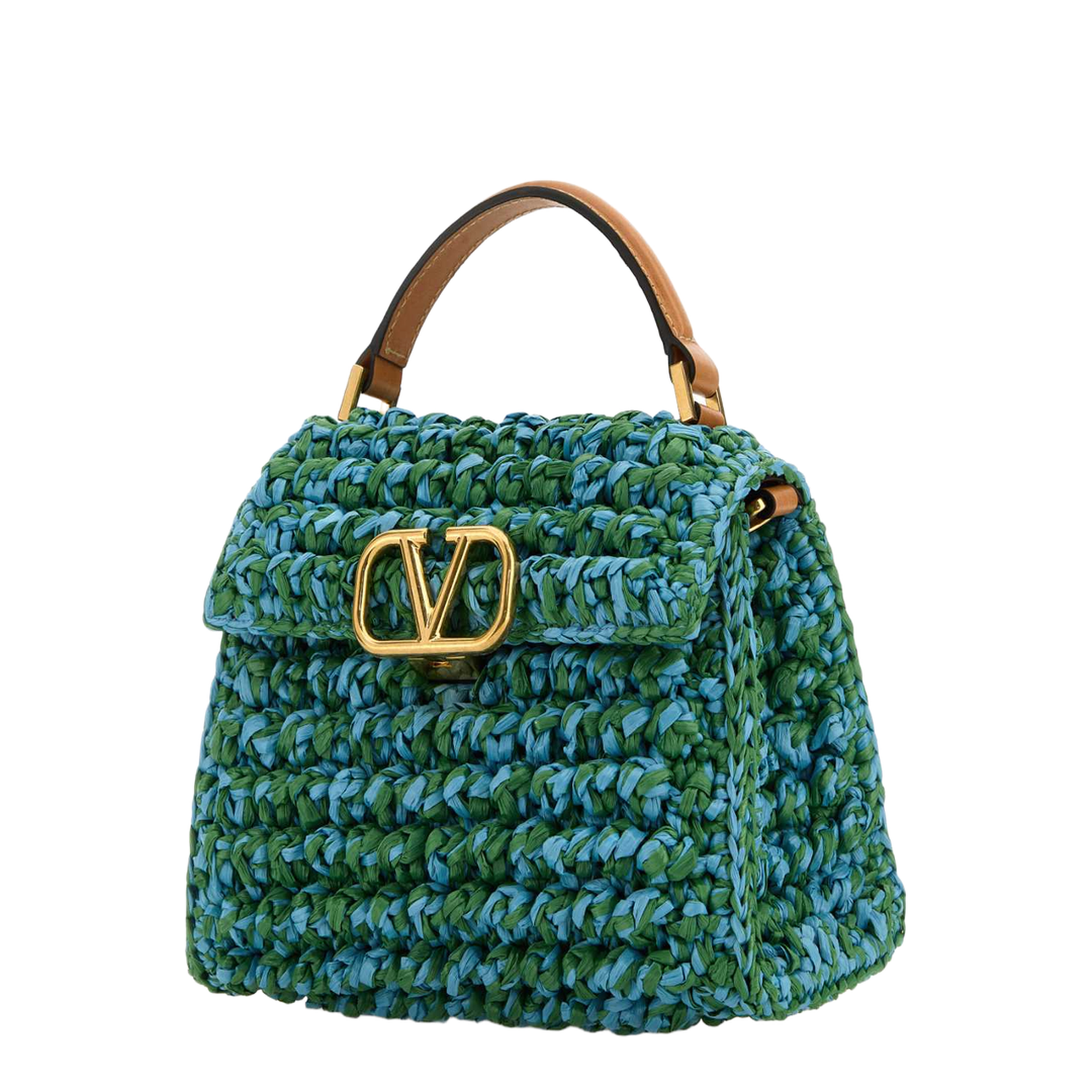 Two-tone Raffia Vsling Handbag - Image 1