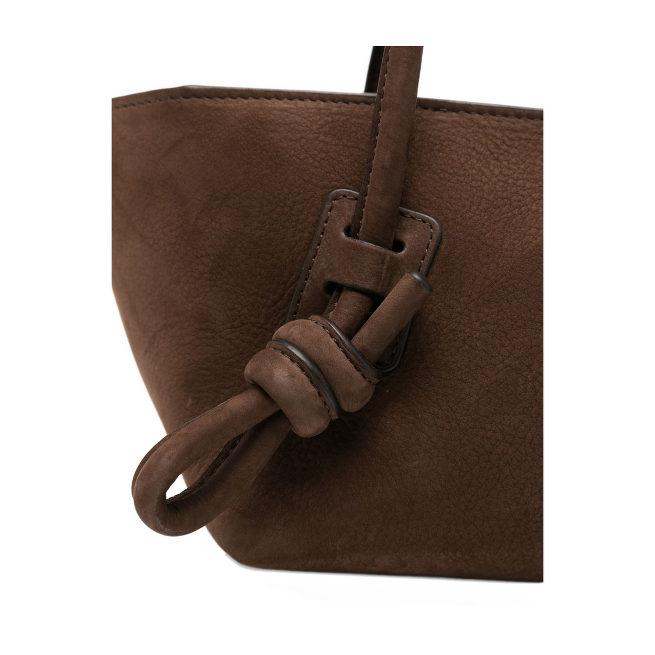 Fleca Nubuck Knotted-Handle Shoulder Bag - Brown - Image 3