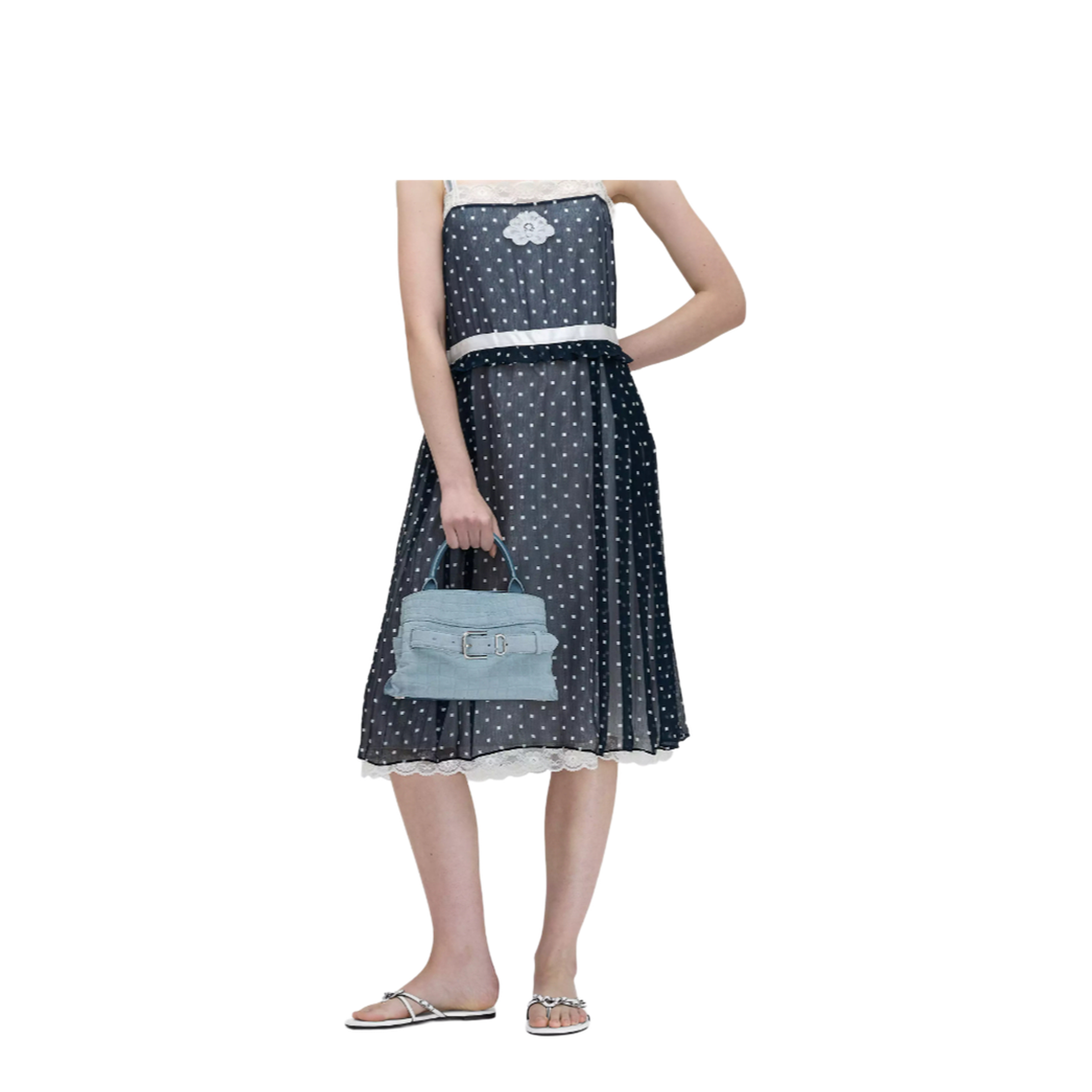 Dakota Small Crocodile-Embossed Italian Suede Satchel - Blue Mist - Image 5