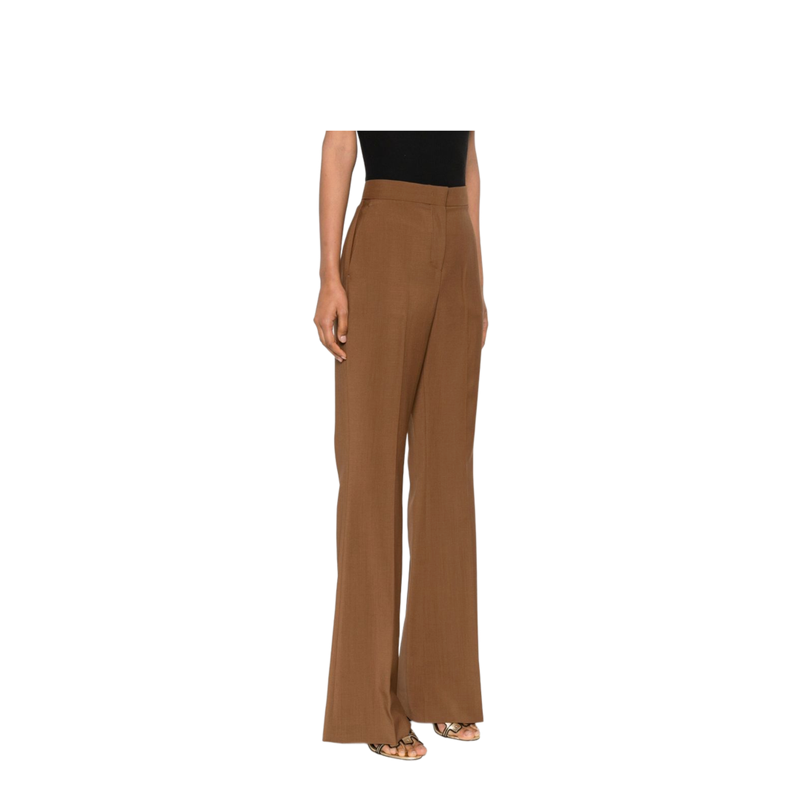 Flare Trousers in Wool and Mohair - Brown - Image 3