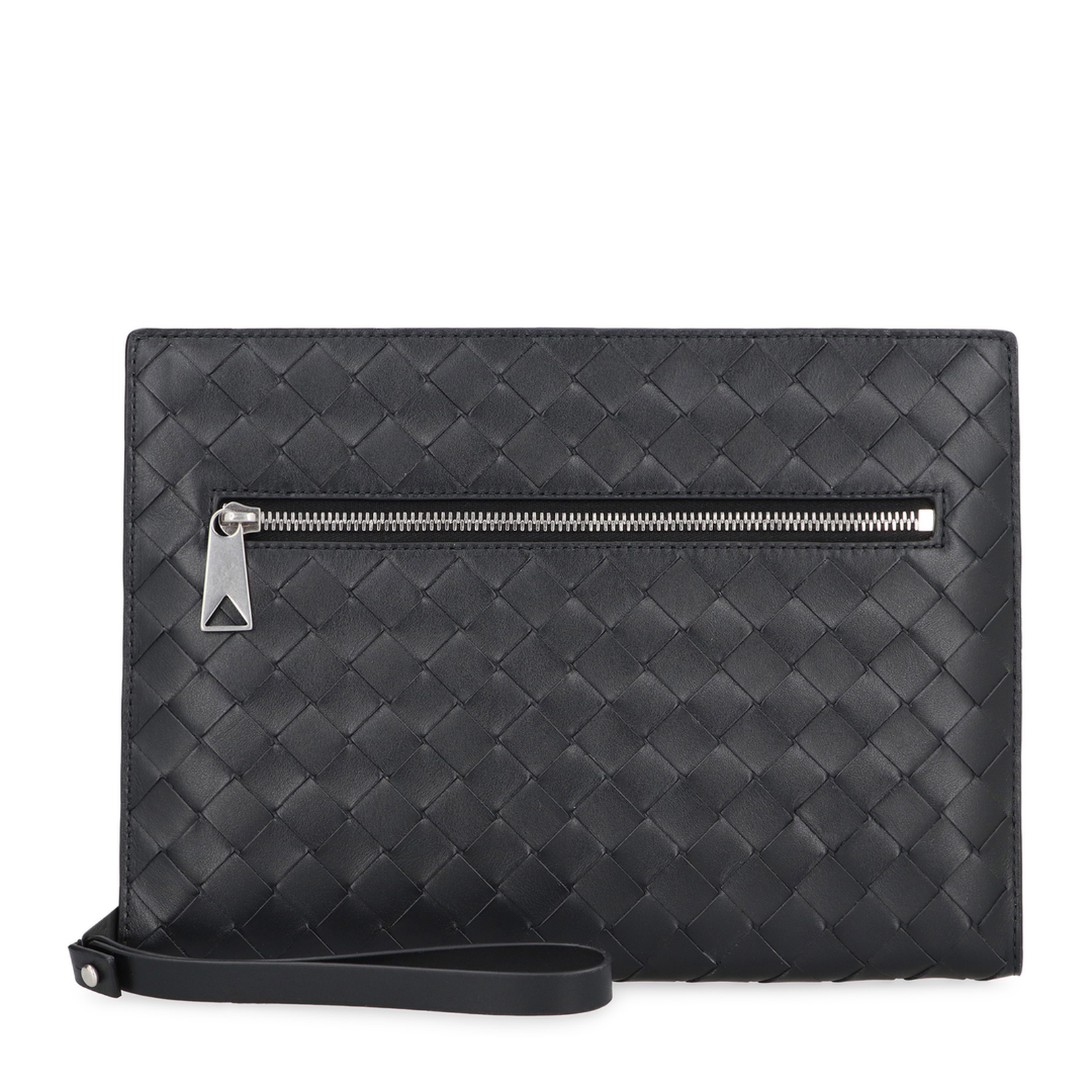 Intrecciato Leather Pouch - Black - Image 5