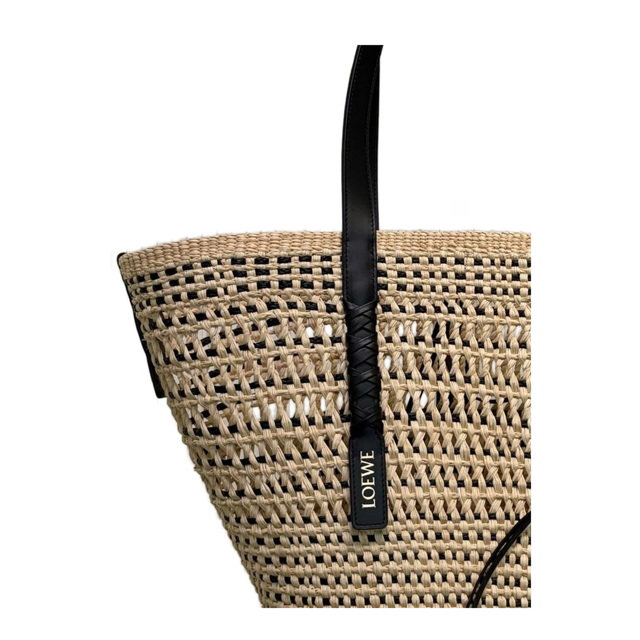 Paula's Ibiza Medium Iraca Palm Basket - Natural/Black - Image 2